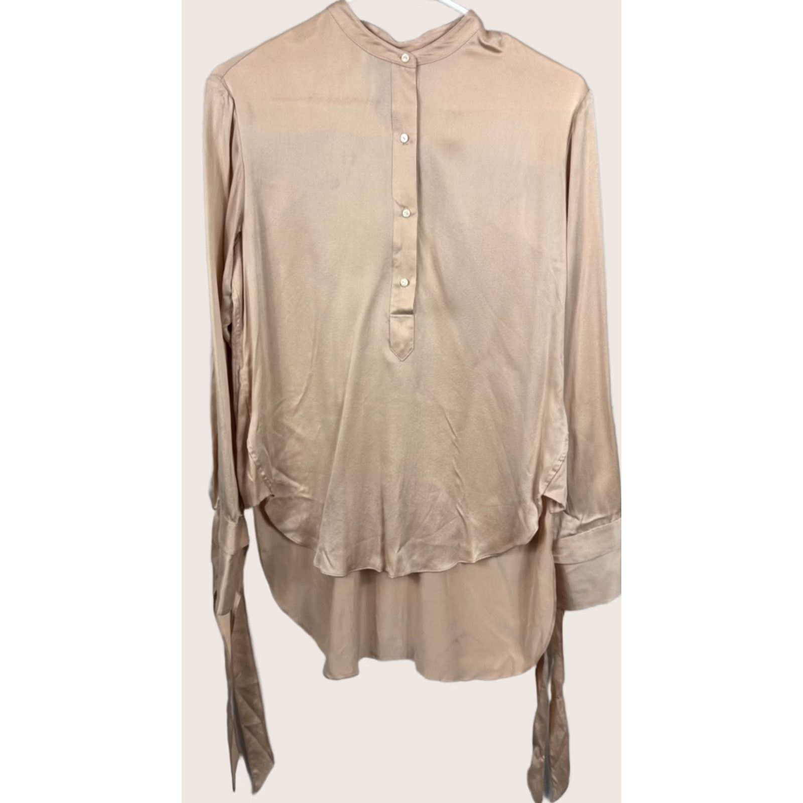 Rag & Bone rag & bone Shirt Womens XS Blush Silk Blouse Button Cuff Ties Back Cut out Size XS / US 0-2 / IT 36-38 - 1 Thumbnail