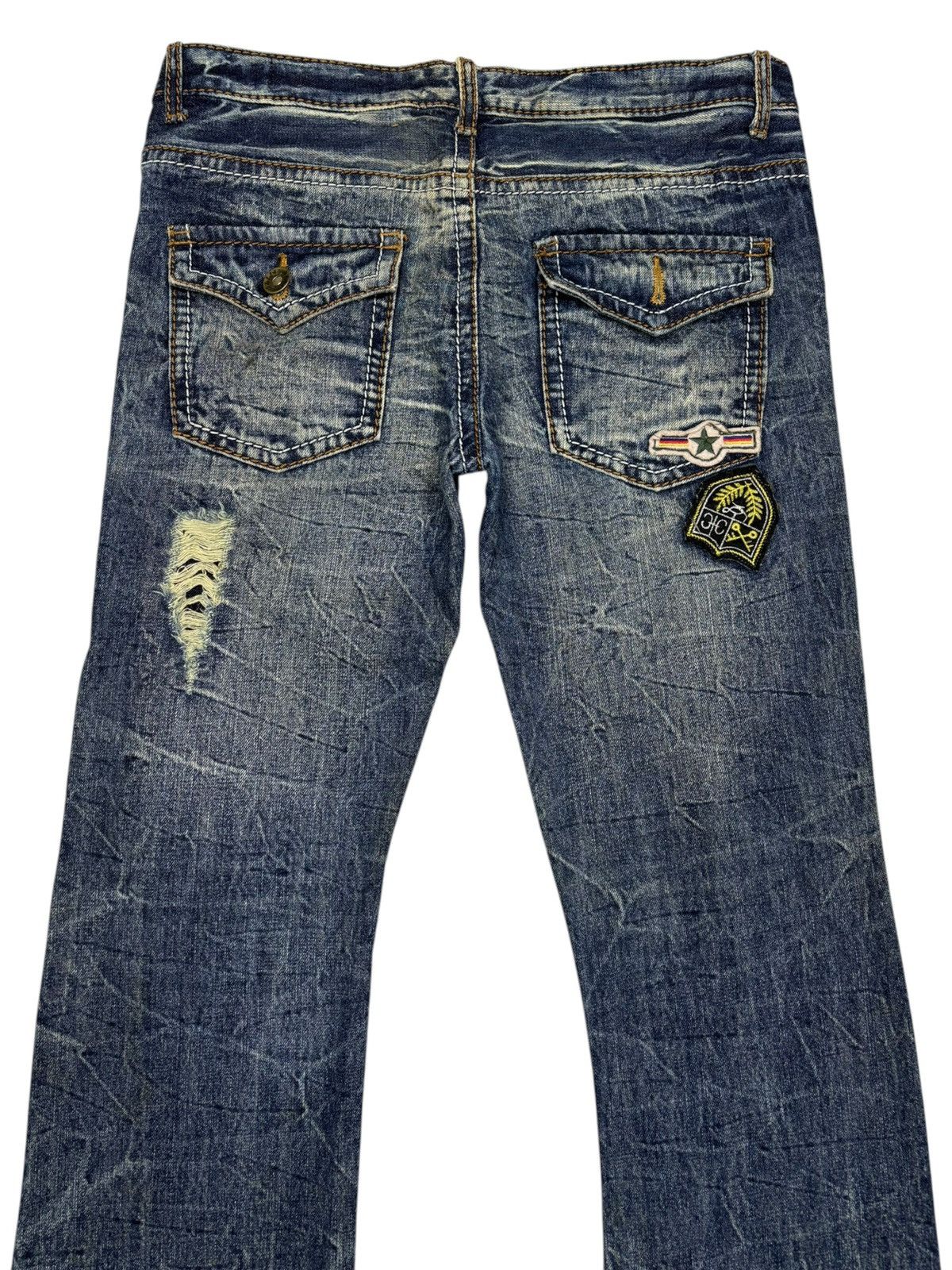 Kapital FLARE JEANS AGATE LABEL PATCHES PUNK DISTRESSED DENIM Size US 30 / EU 46 - 6 Thumbnail