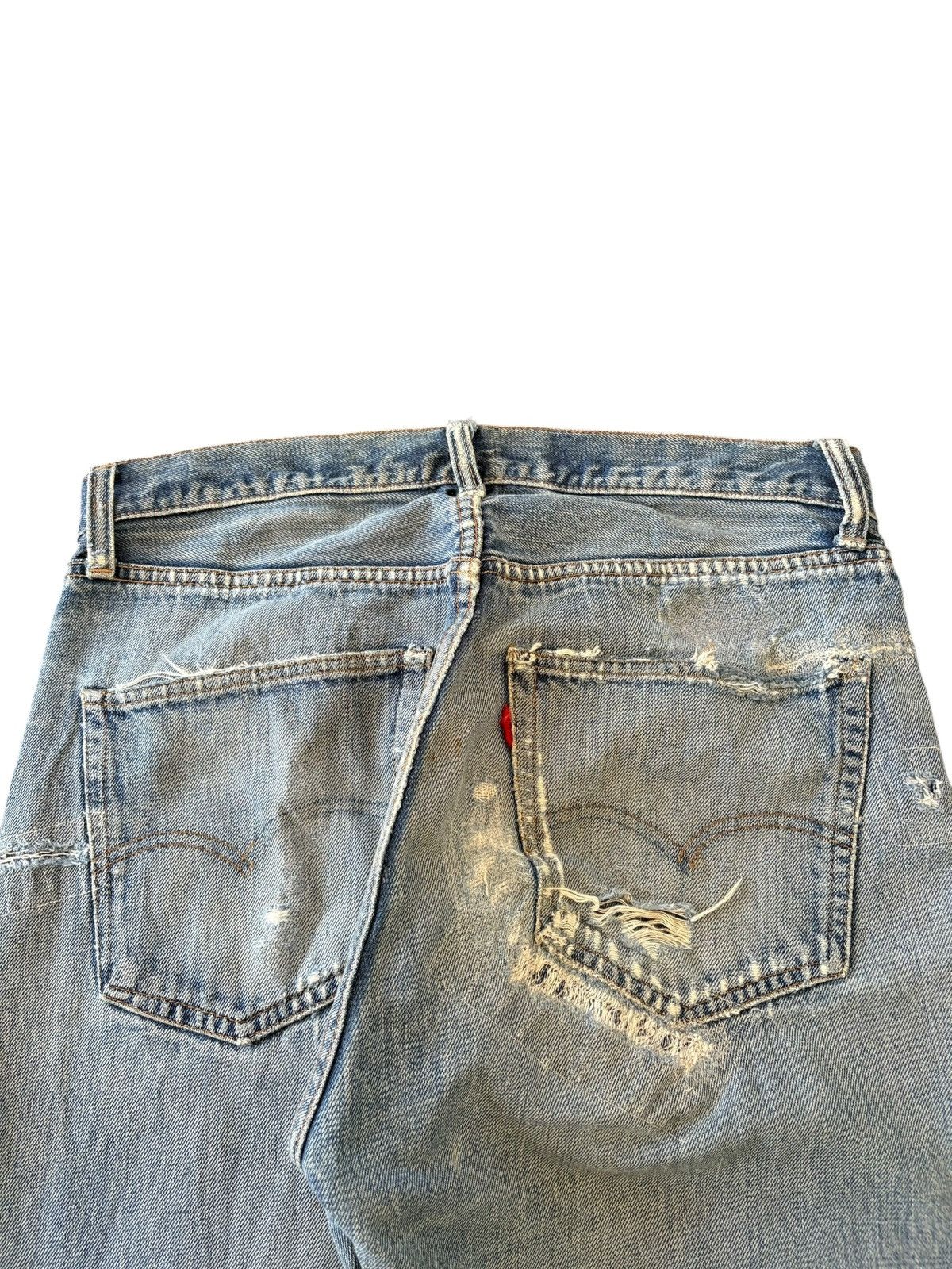 Levi's Vintage 70s Levis 501 Sashiko Distress Loose Selvedge Jeans Size US 32 / EU 48 - 4 Thumbnail