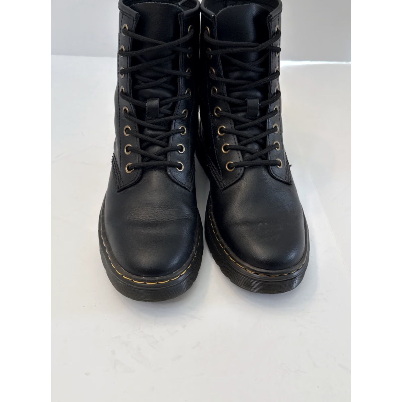 Dr. Martens Dr. Martens Zavala Combat Boots Women Black Leather Lace Up Flat Heel Rubber Outsole Casual Travel Size US 5 / IT 35 - 5 Thumbnail