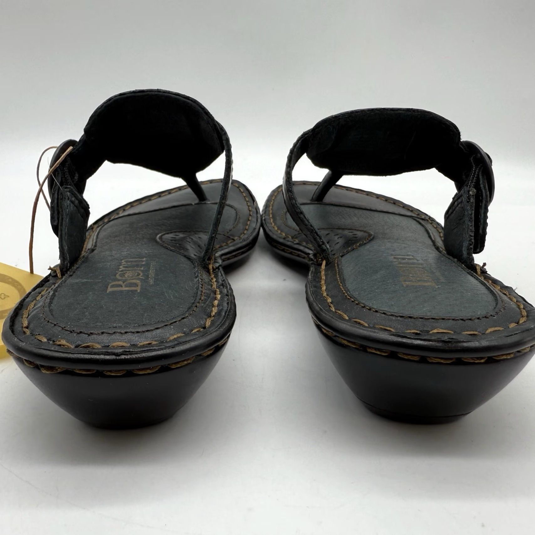 Born Børn W91972 CIC11 Strappy Leather Flip Flop Sandal Black 6 Women Adult Shoes XS Size US 6 / IT 36 - 2 Thumbnail