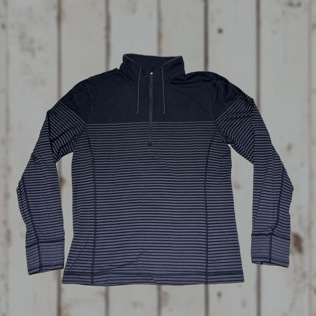 Lululemon Lululemon Sweat Session 1/2 Zip Men’s M Black Gray Ombré Stripes Performance Shirt Sweatshirt Size US M / EU 48-50 / 2 - 1 Thumbnail