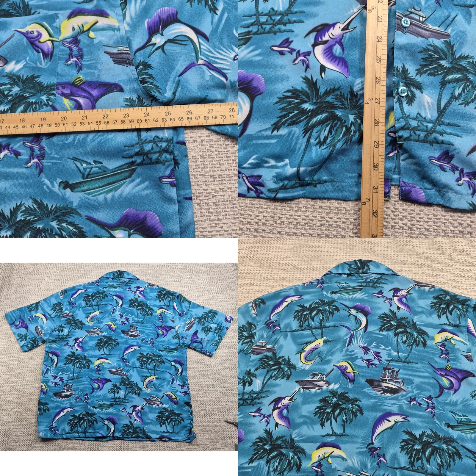 Vintage India Boutique Hawaiian Shirt Mens 2XL Marlin Fish Short Sleeve Button Up Casual Beach Tropical 90s Size US XXL / EU 58 / 5 - 8 Thumbnail