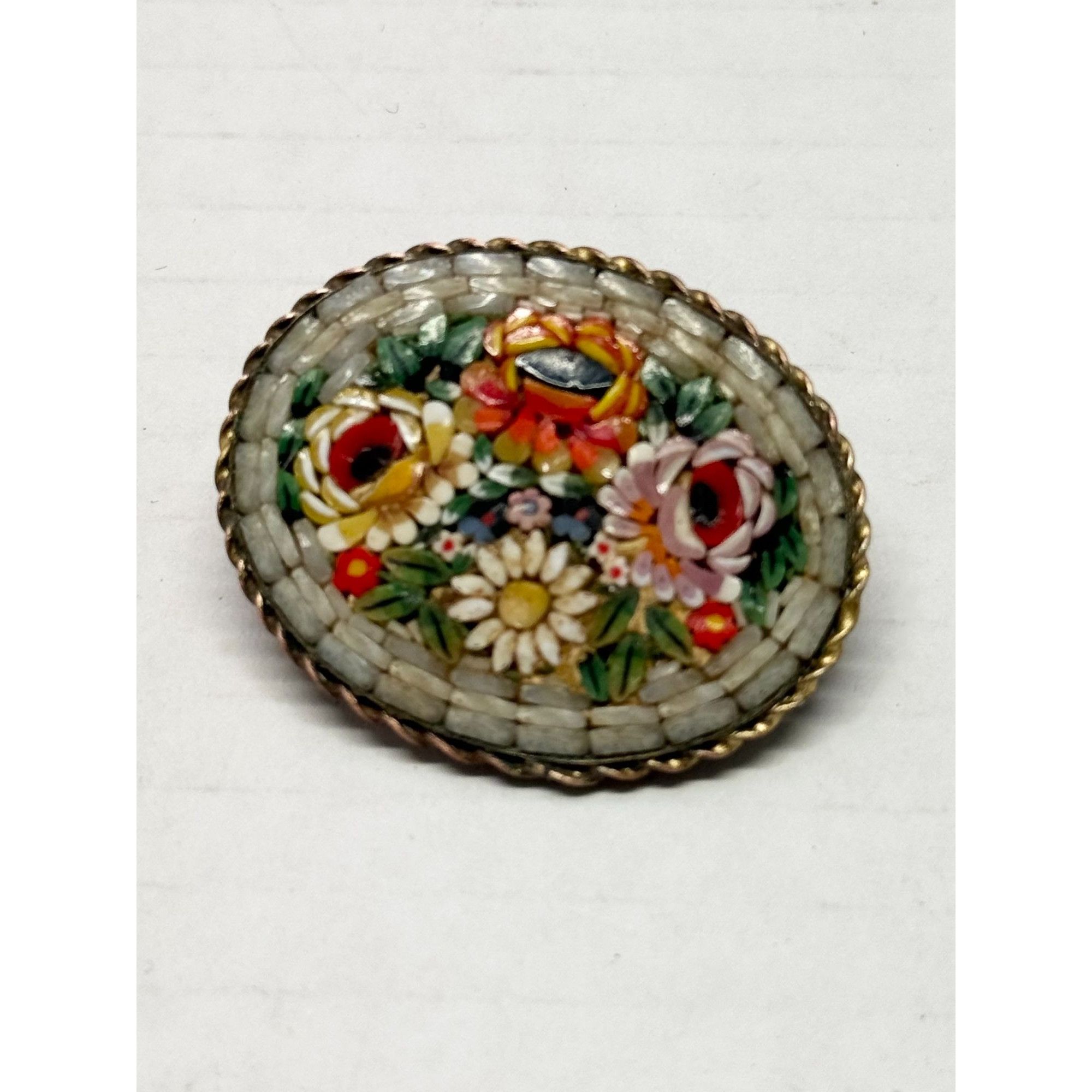 Vintage Vintage micro mosaic floral brooch pin Size ONE SIZE - 4 Thumbnail