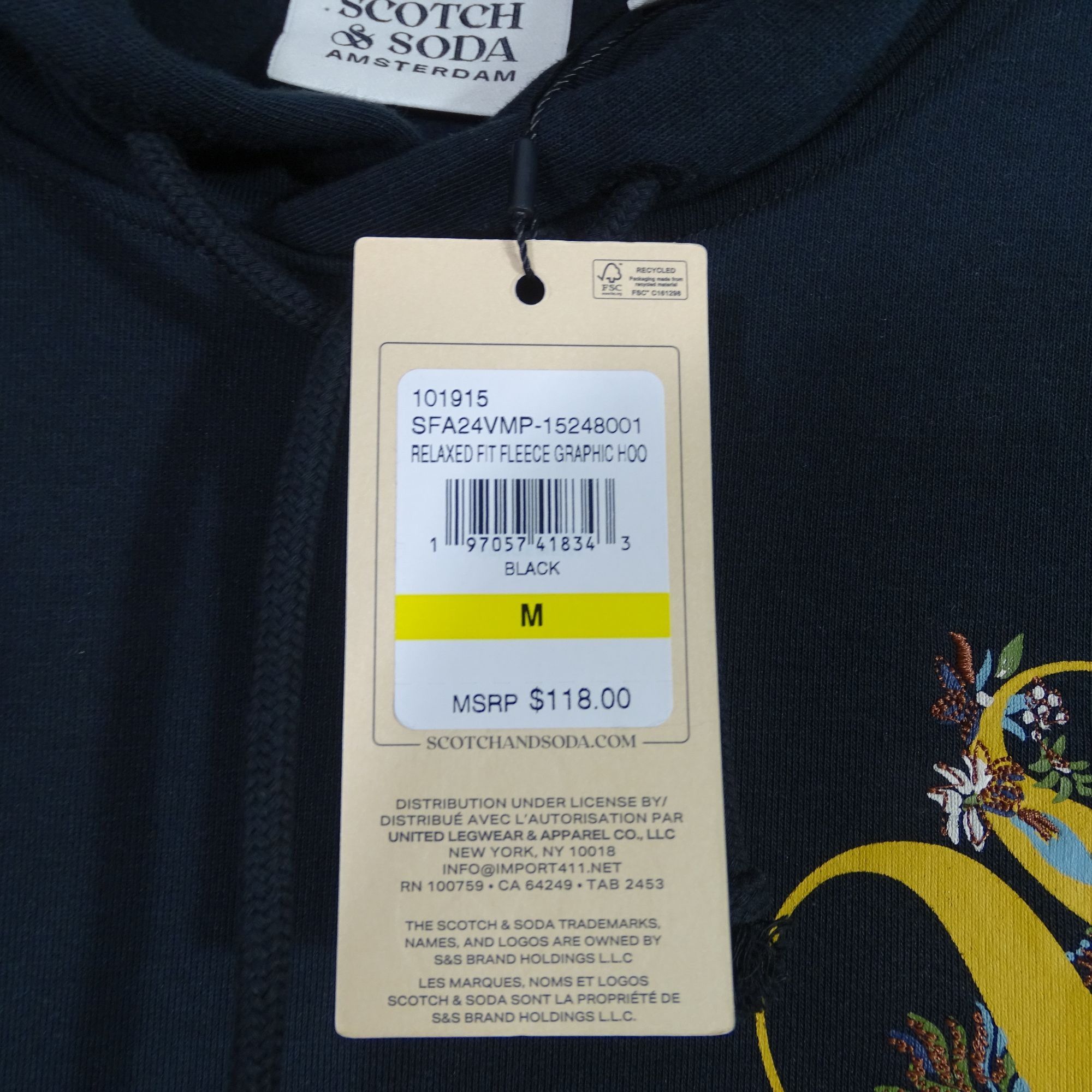 Scotch & Soda Scotch and Soda Relaxed Fit Fleece Graphic Pullover Hoodie Size US M / EU 48-50 / 2 - 6 Thumbnail