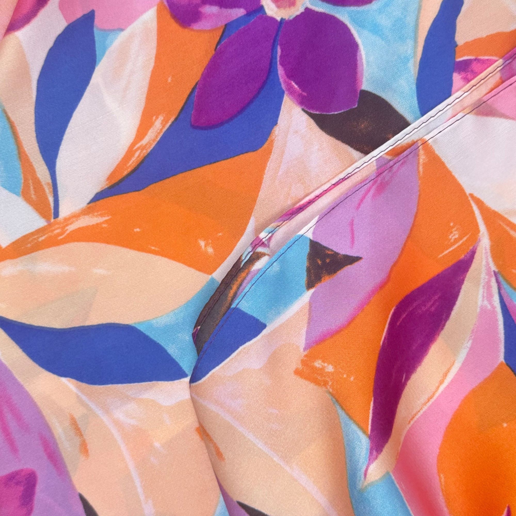 Other Bright Square Scarf Floral Print Orange Pink Purple Head Wra Size ONE SIZE - 4 Thumbnail