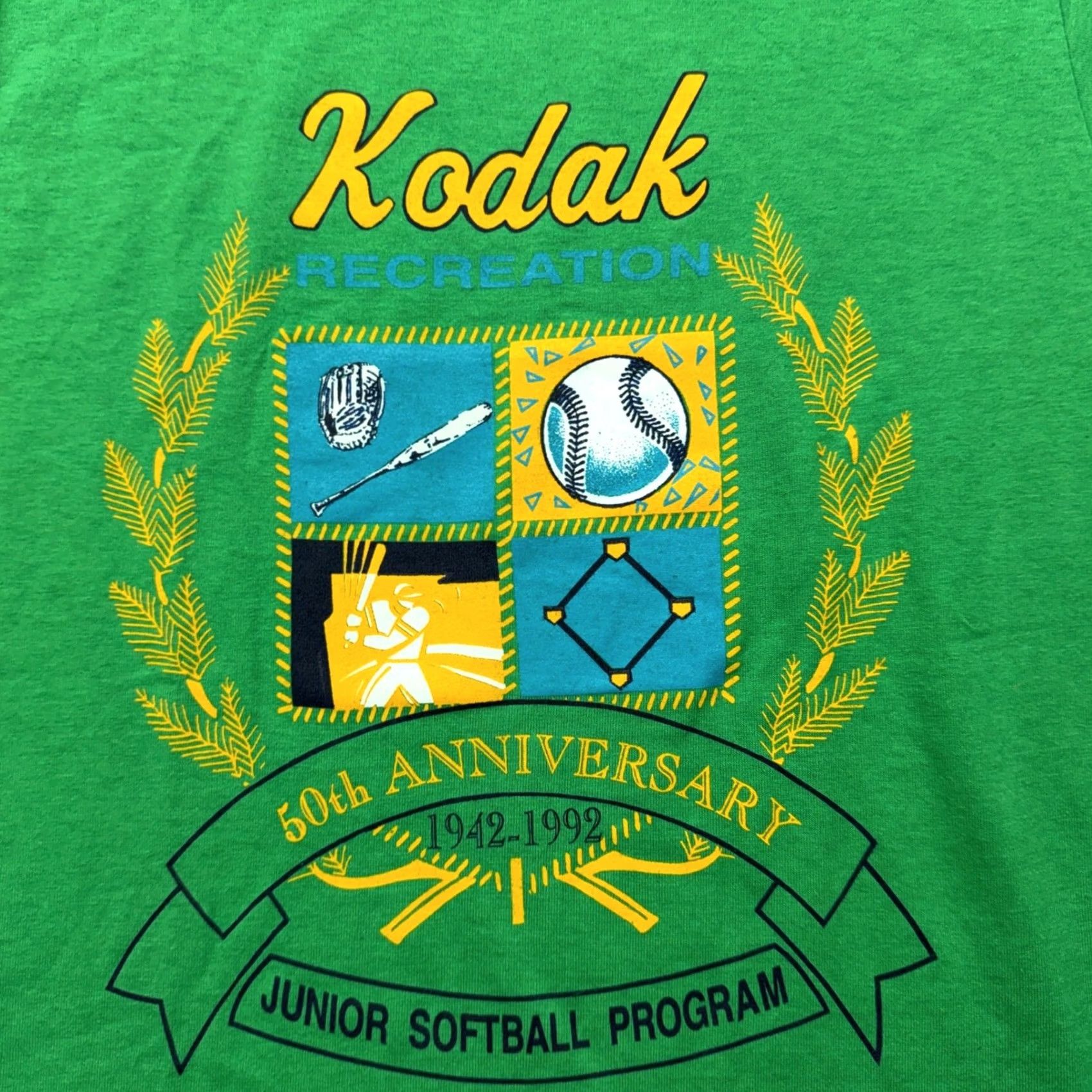 Vintage VINTAGE Kodak Recreation 50th Anniversary Softball T-Shirt Green Mens M Size US M / EU 48-50 / 2 - 2 Thumbnail