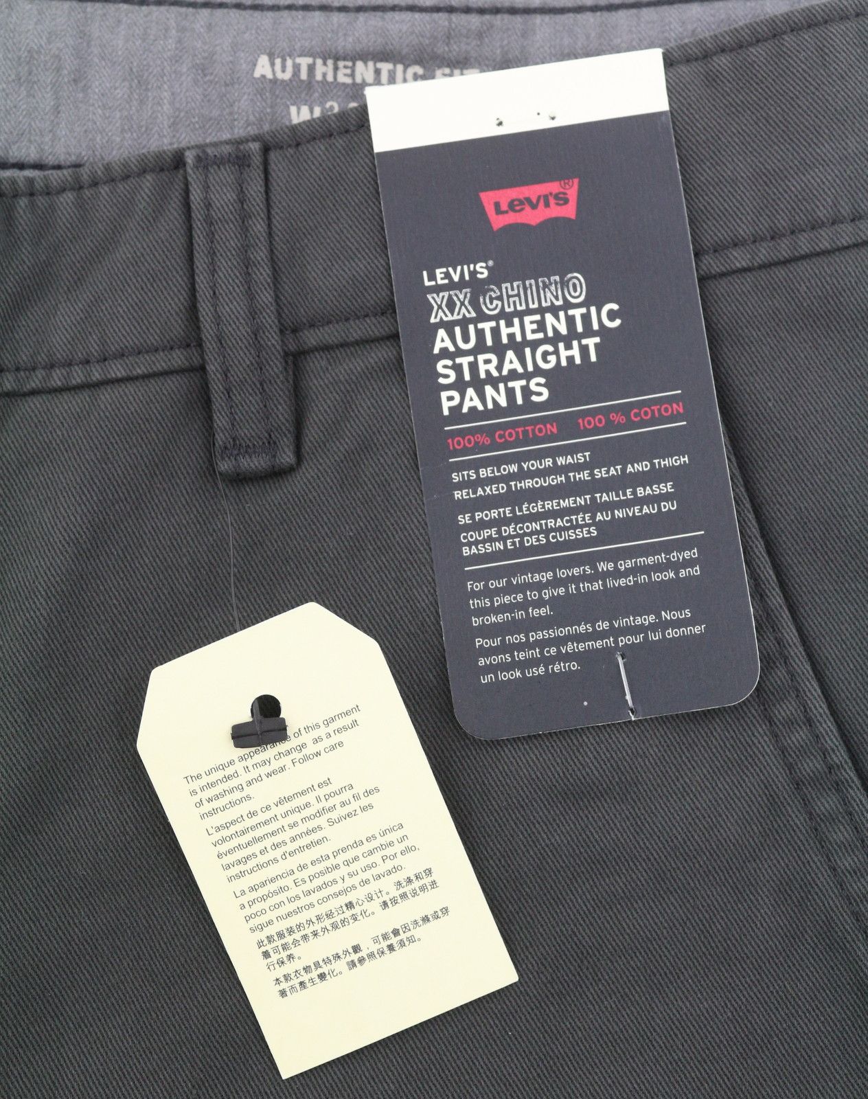 Levi's XX CHINO W33/L34 Dark Grey Straight Zip Pants 87057 Size US 33 - 6 Thumbnail