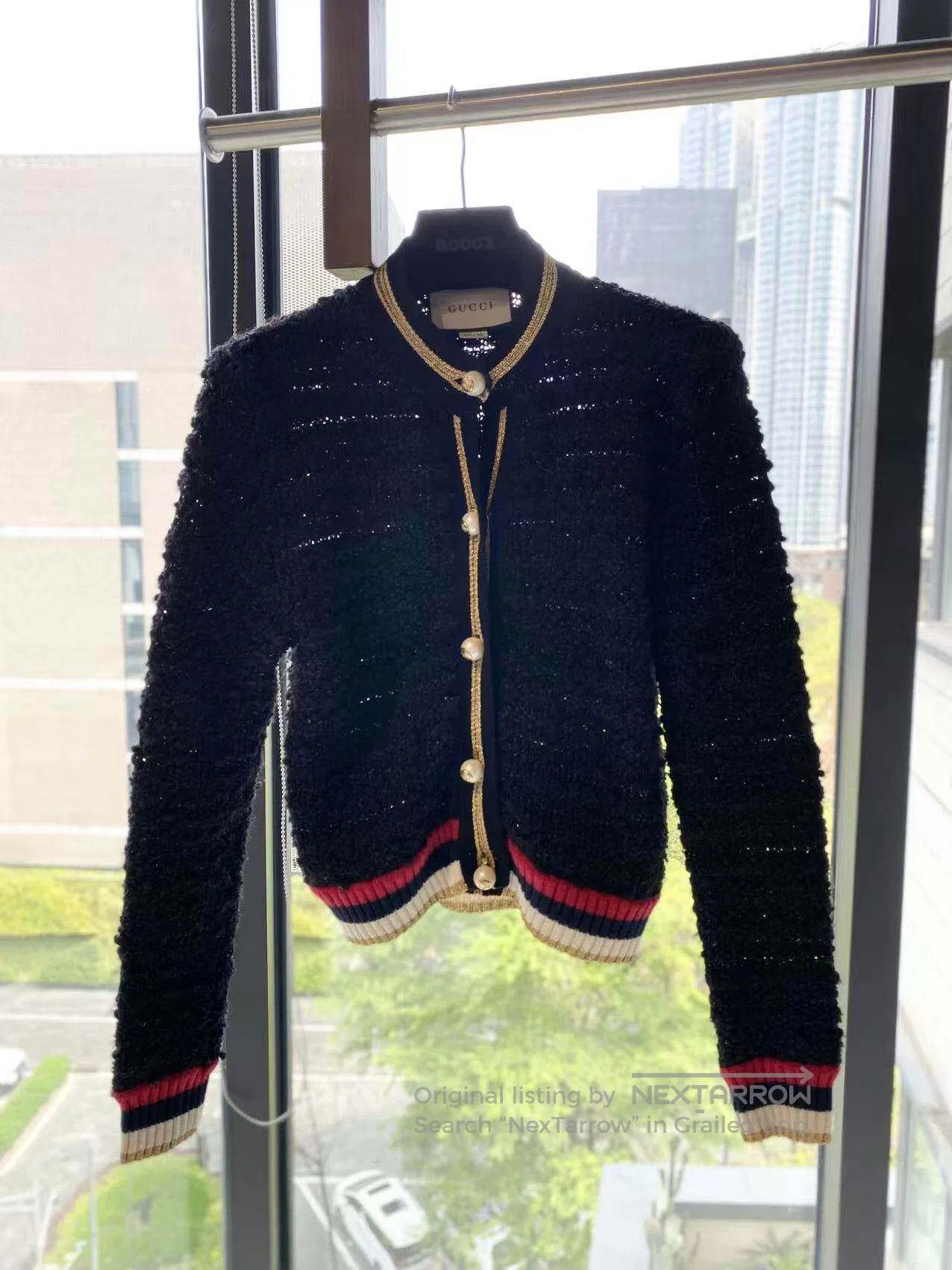 Gucci Guicci Pearl buckle color-blocked striped jacket| Size XS / US 0-2 / IT 36-38 - 2 Thumbnail