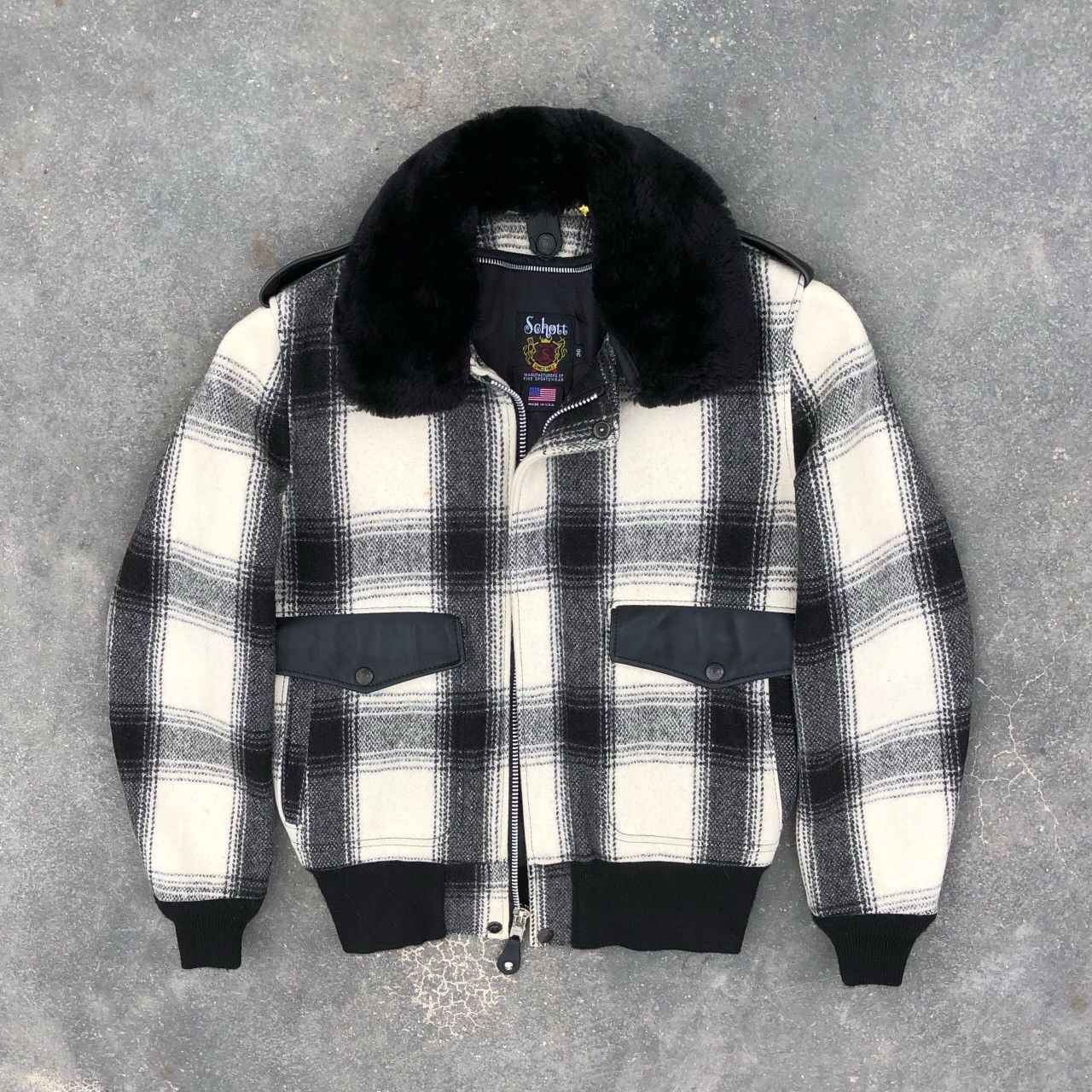 Schott Vintage Schott Bross Wool Leather Melton Bomber Jacket USA🇺🇸 Size US S / EU 44-46 / 1 - 2 Thumbnail