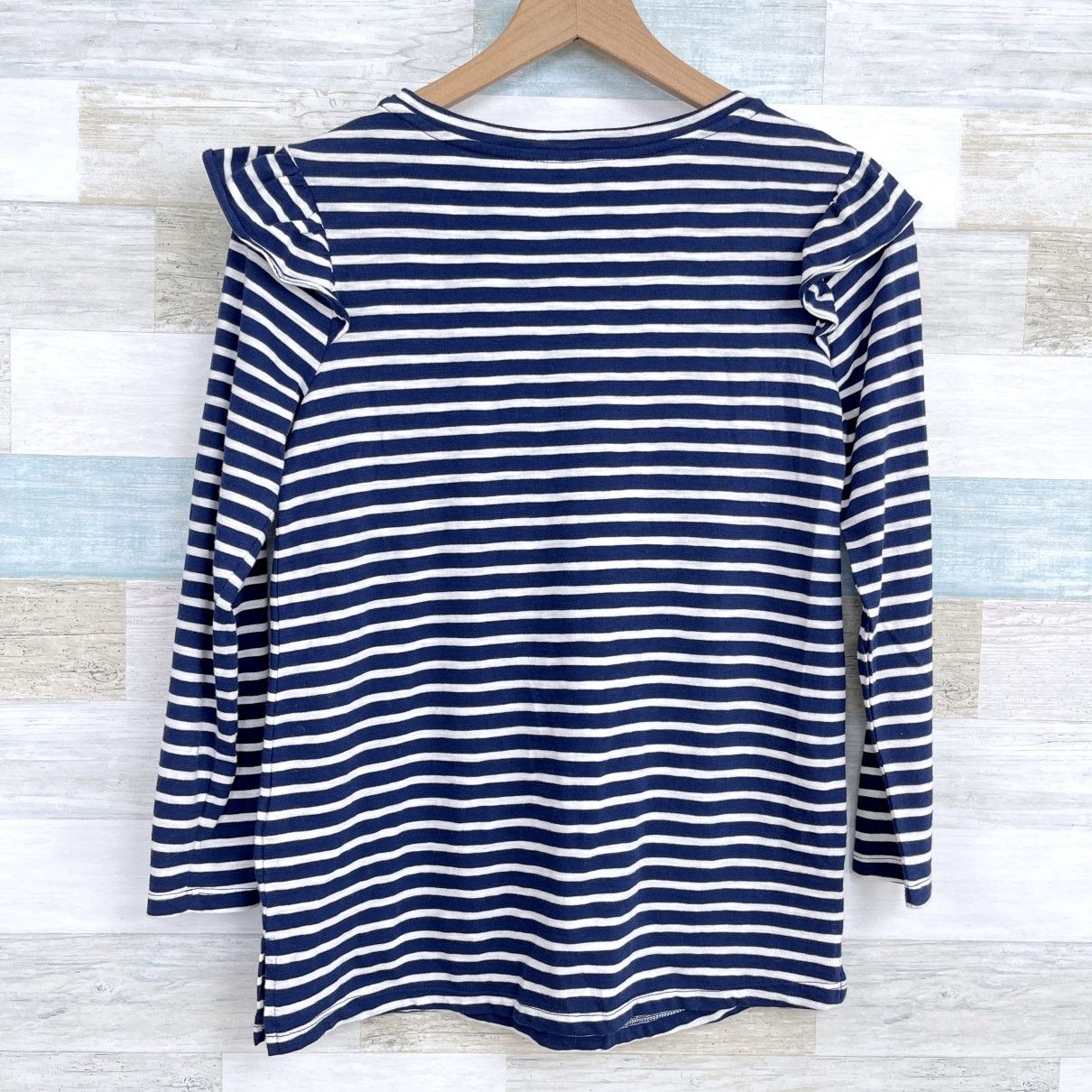 Old Navy Old Navy Long Sleeve Ruffle Top Blue Striped Womens XS Size XS / US 0-2 / IT 36-38 - 4 Thumbnail