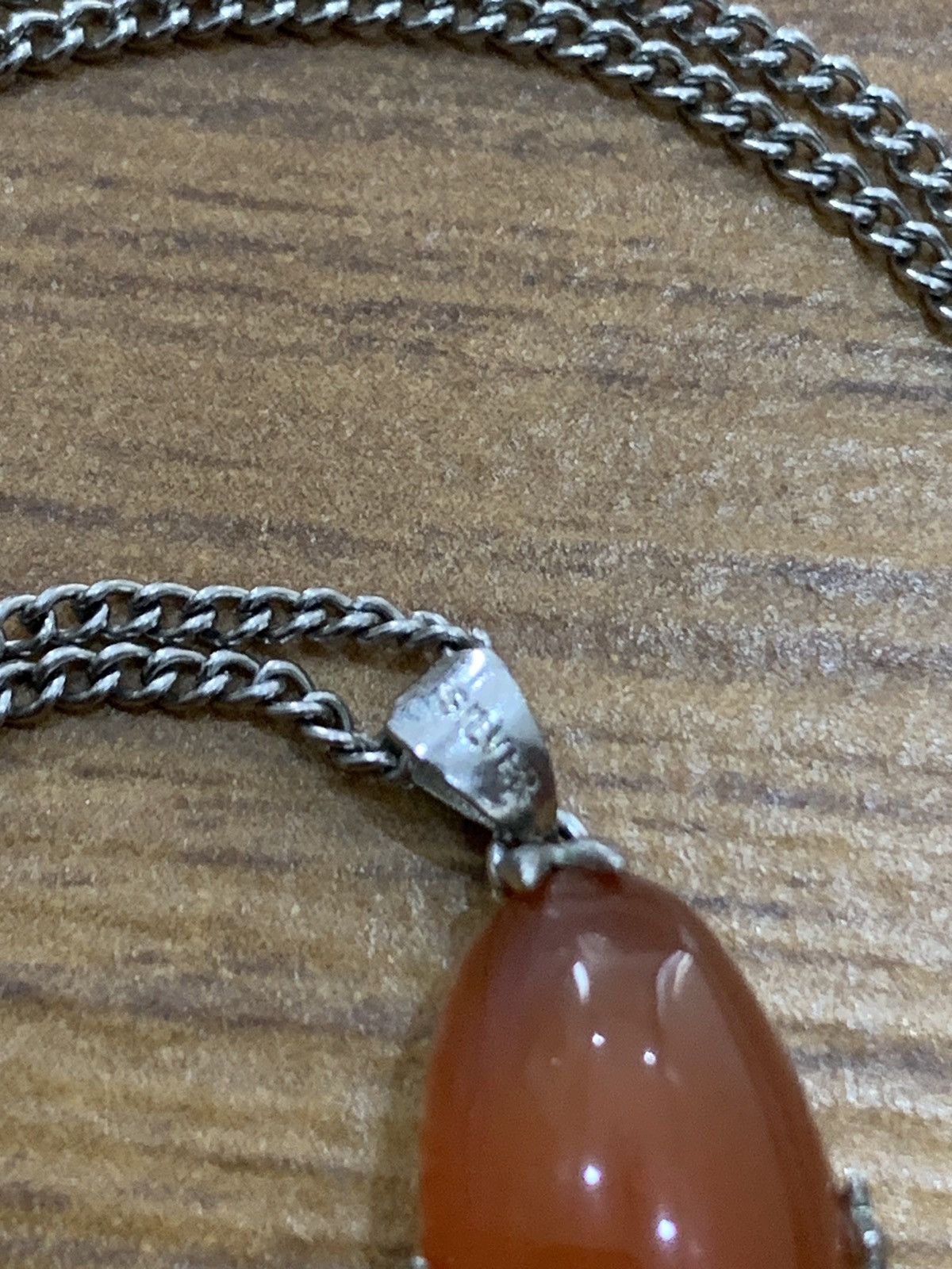 Vintage CARNELIAN PENDANT STERLING SILVER NECKLACE Size ONE SIZE - 2 Thumbnail