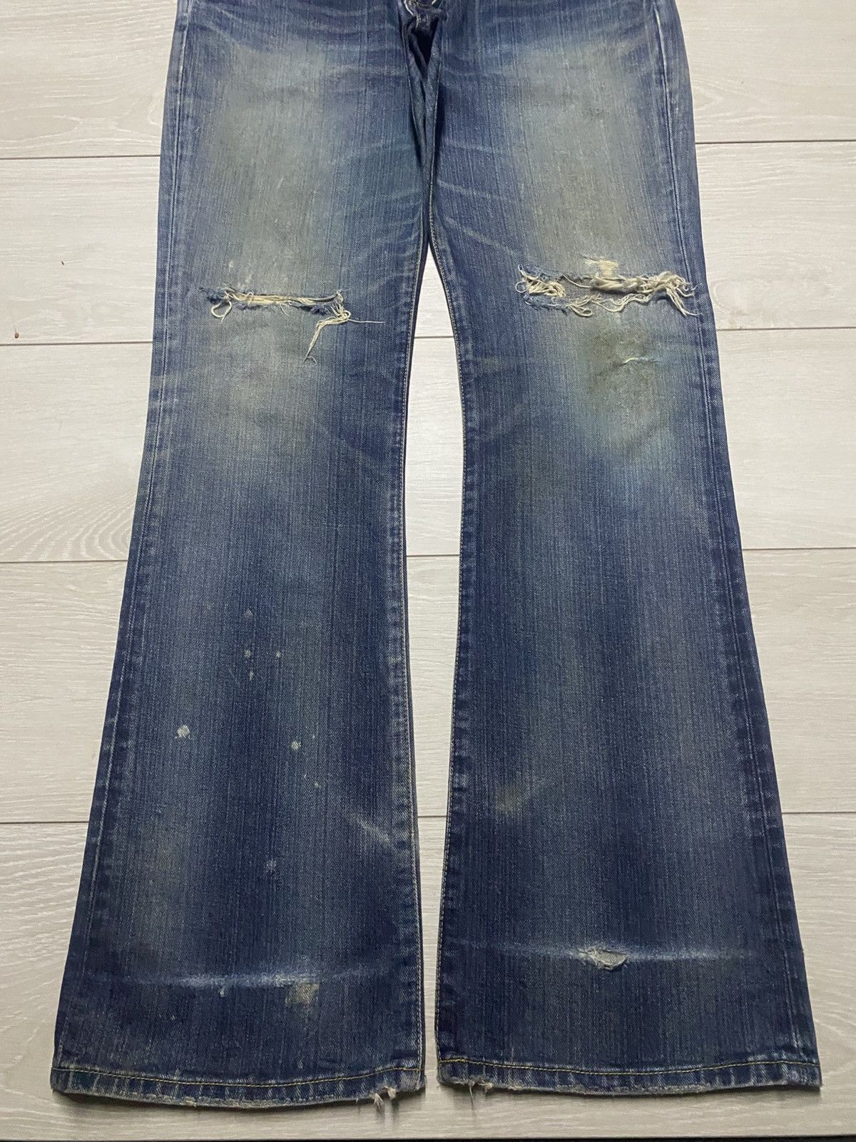 Edwin Edwin 401 XV Mud Wash Splatter Distressed Flare Jeans Size US 34 / EU 50 - 5 Thumbnail