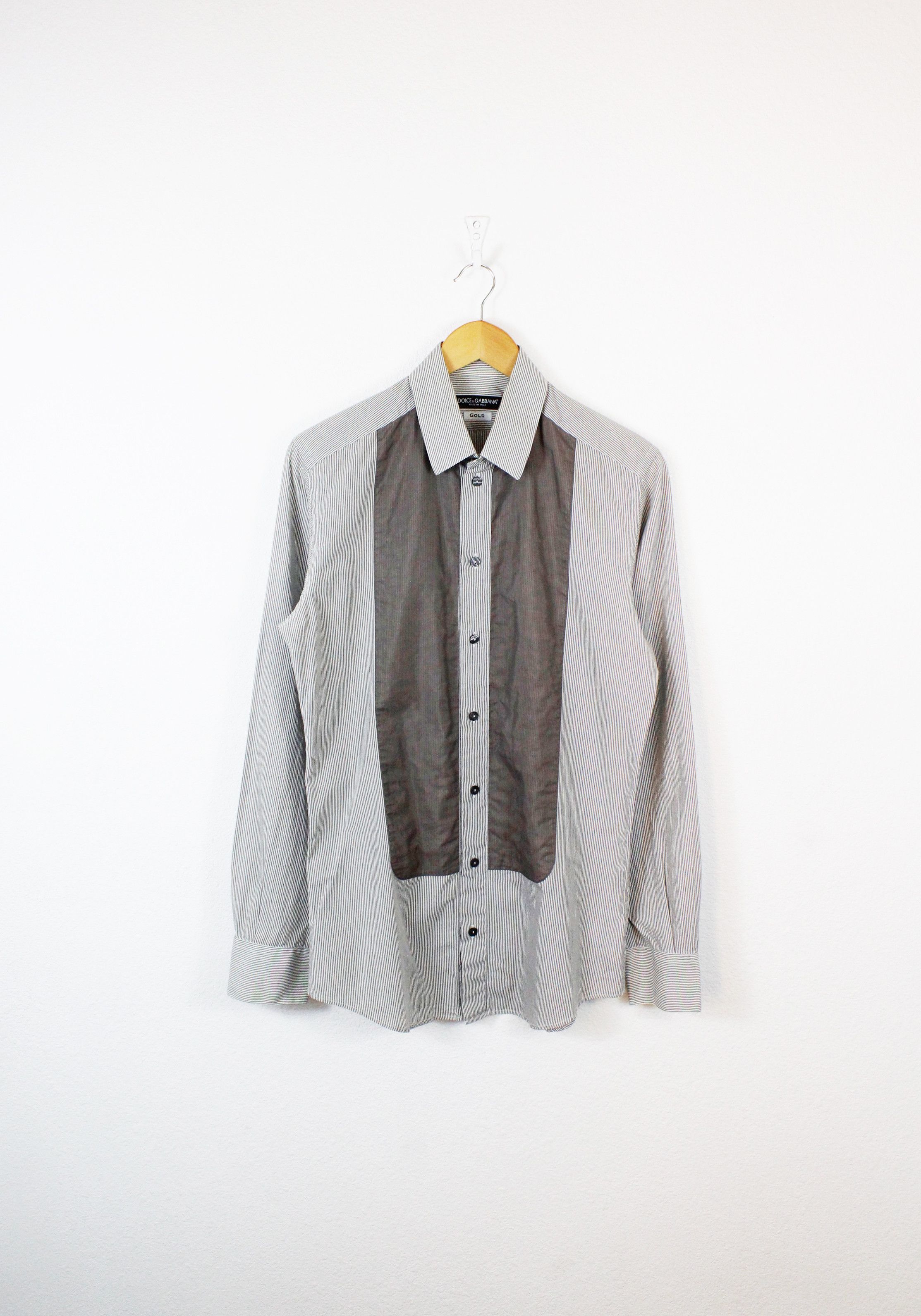Dolce & Gabbana GOLD Cotton Silk Striped Formal Dress Shirt
