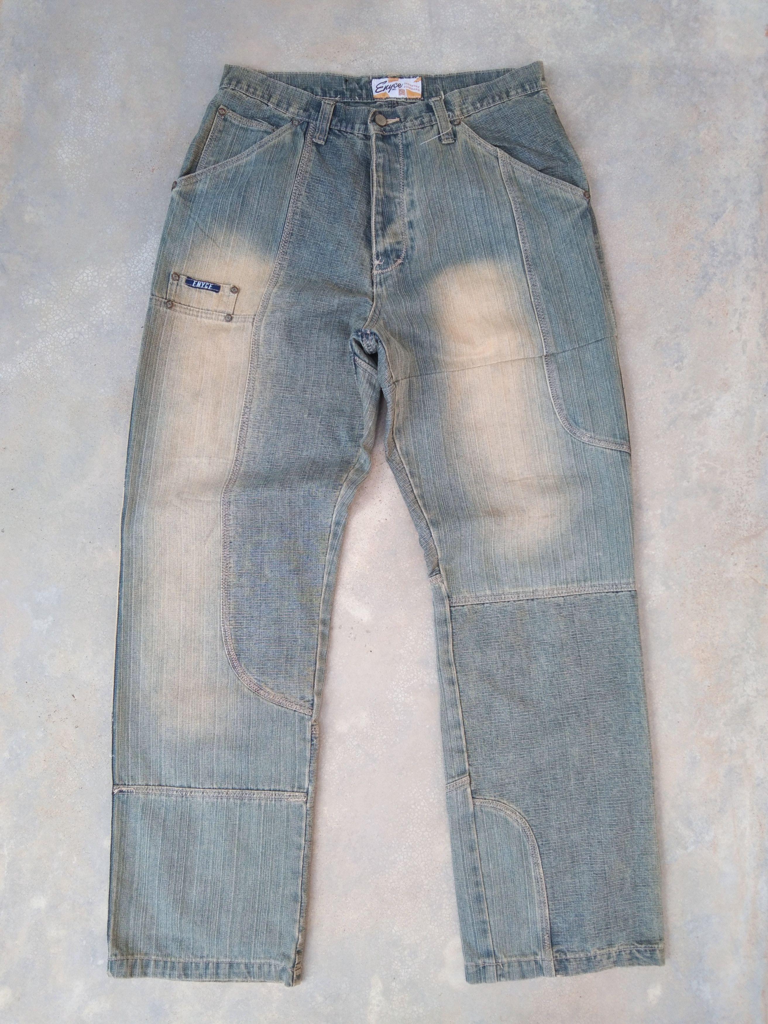 image of Enyce Rusty Wash Baggy Skater Jnco Jeans Style 34X33 in Washed Blue, Men's