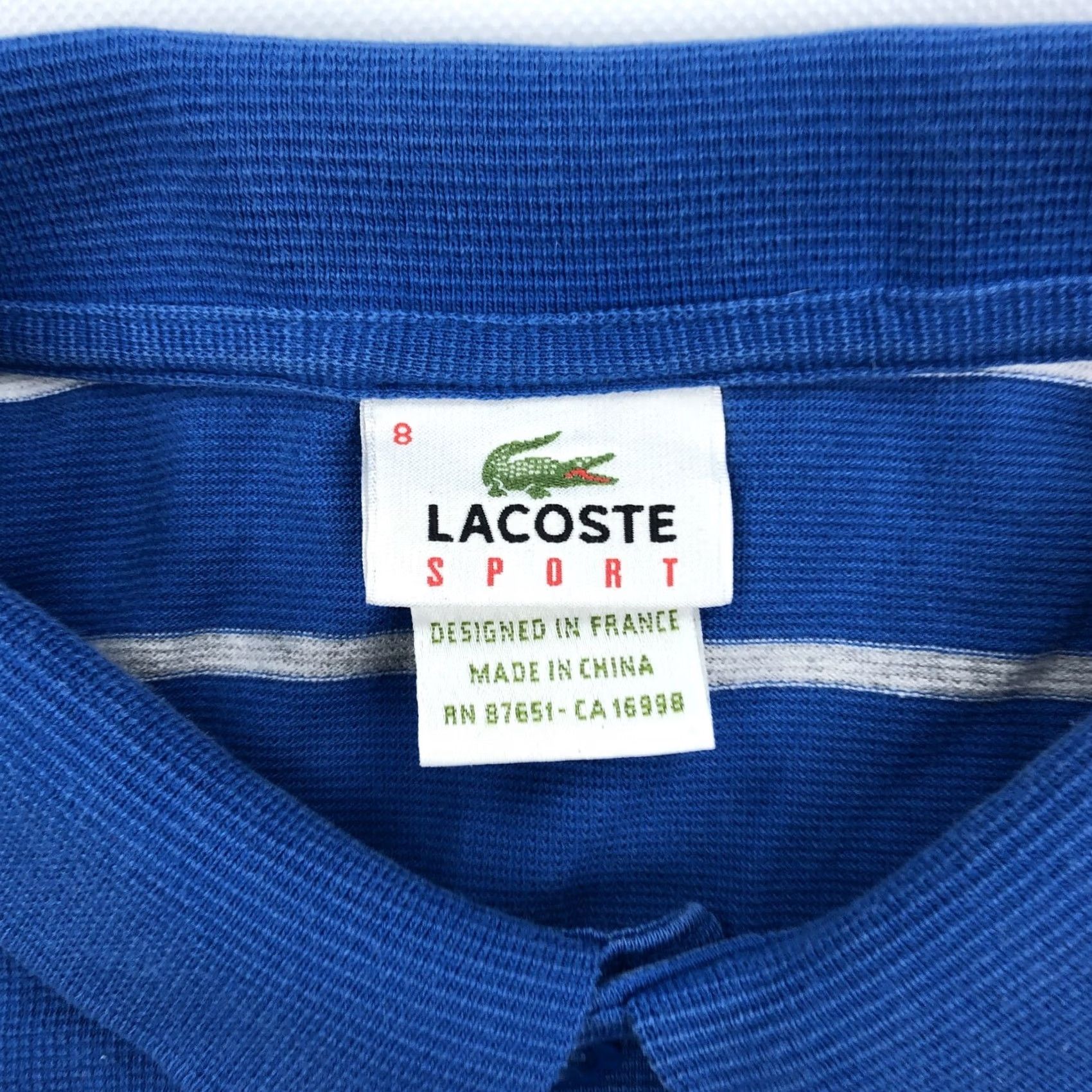 Lacoste Lacoste Sport Polo Shirt Striped Pique Men’s Blue White Gray Short Sleeve Size 8 XS XL Size US M / EU 48-50 / 2 - 4 Thumbnail