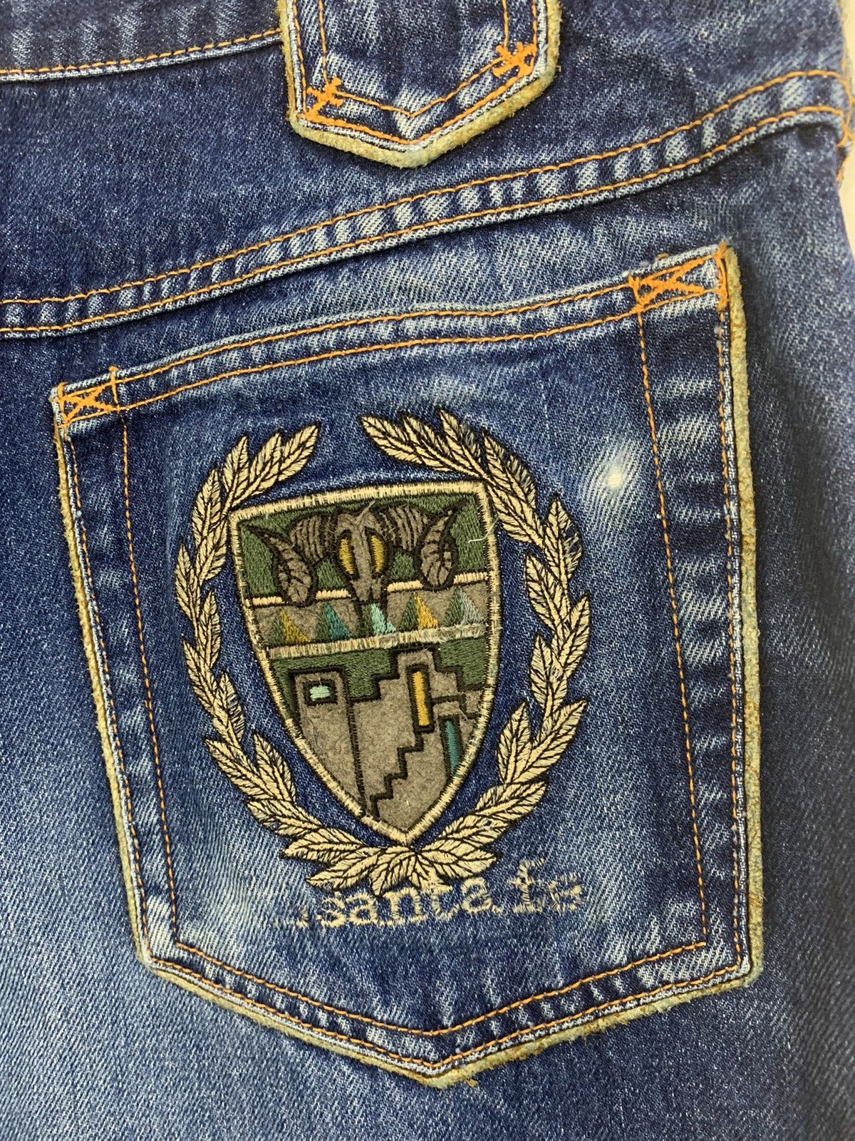 Designer 90s Santa Fe Indigo Denim Jeans Embroidery Logo Back Pocket Size US 32 / EU 48 - 7 Thumbnail
