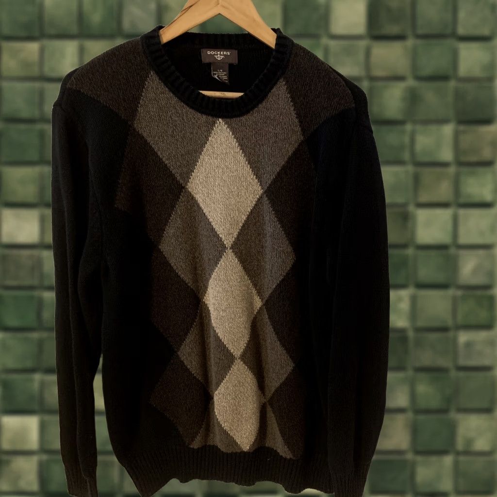 Dockers VINTAGE Dockers Mens Argyle Pullover Sweater SZ L 100% Cotton Work/Office Wear #2034 Size US L / EU 52-54 / 3 - 1 Thumbnail