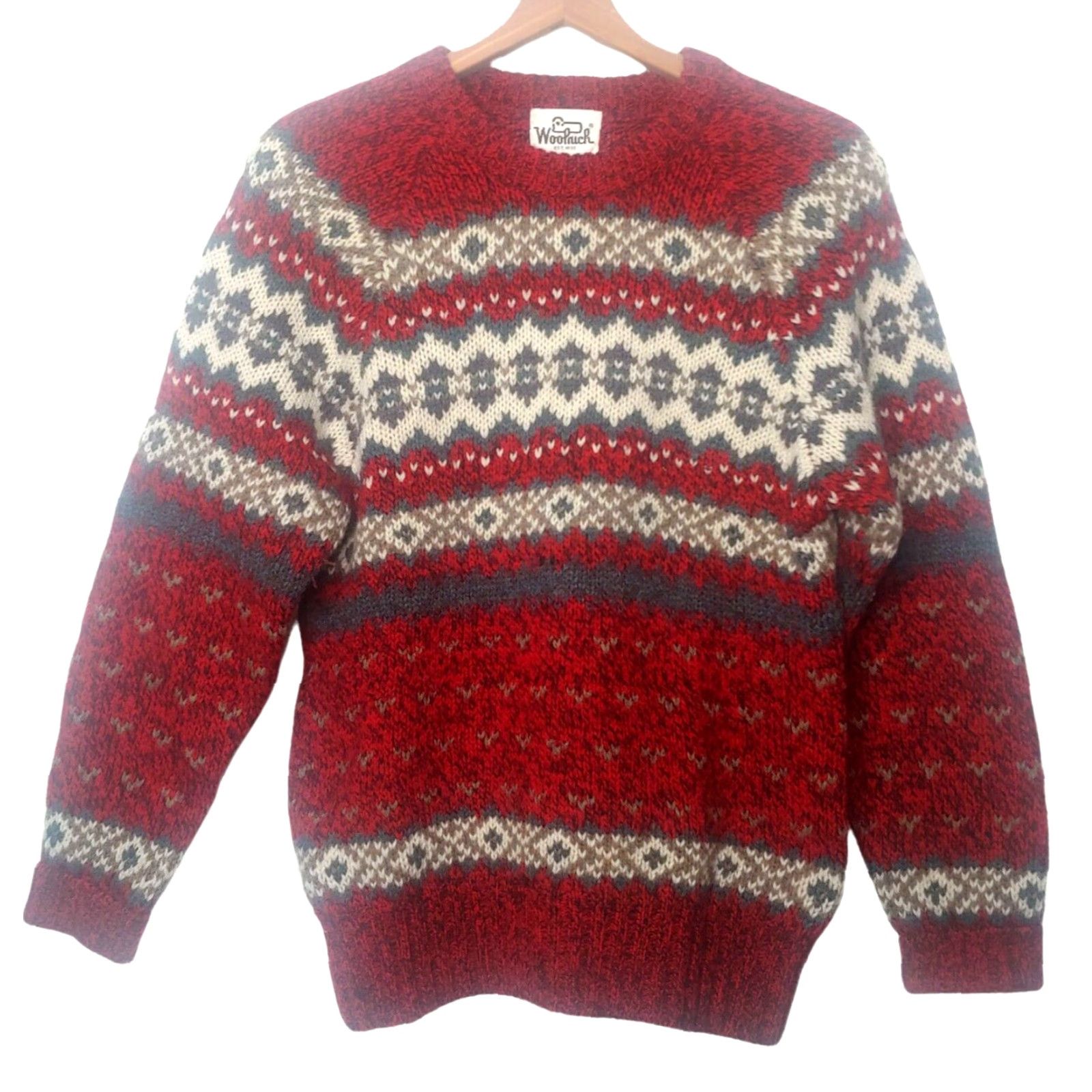 Vintage VINTAGE Woolrich Sweater Nordic Knit Pullover Women S Red Gray White Tan 85% Wool/15% Nylon Casual Fall Winter Hong Kong Womens Size S / US 4 / IT 40 - 2 Thumbnail