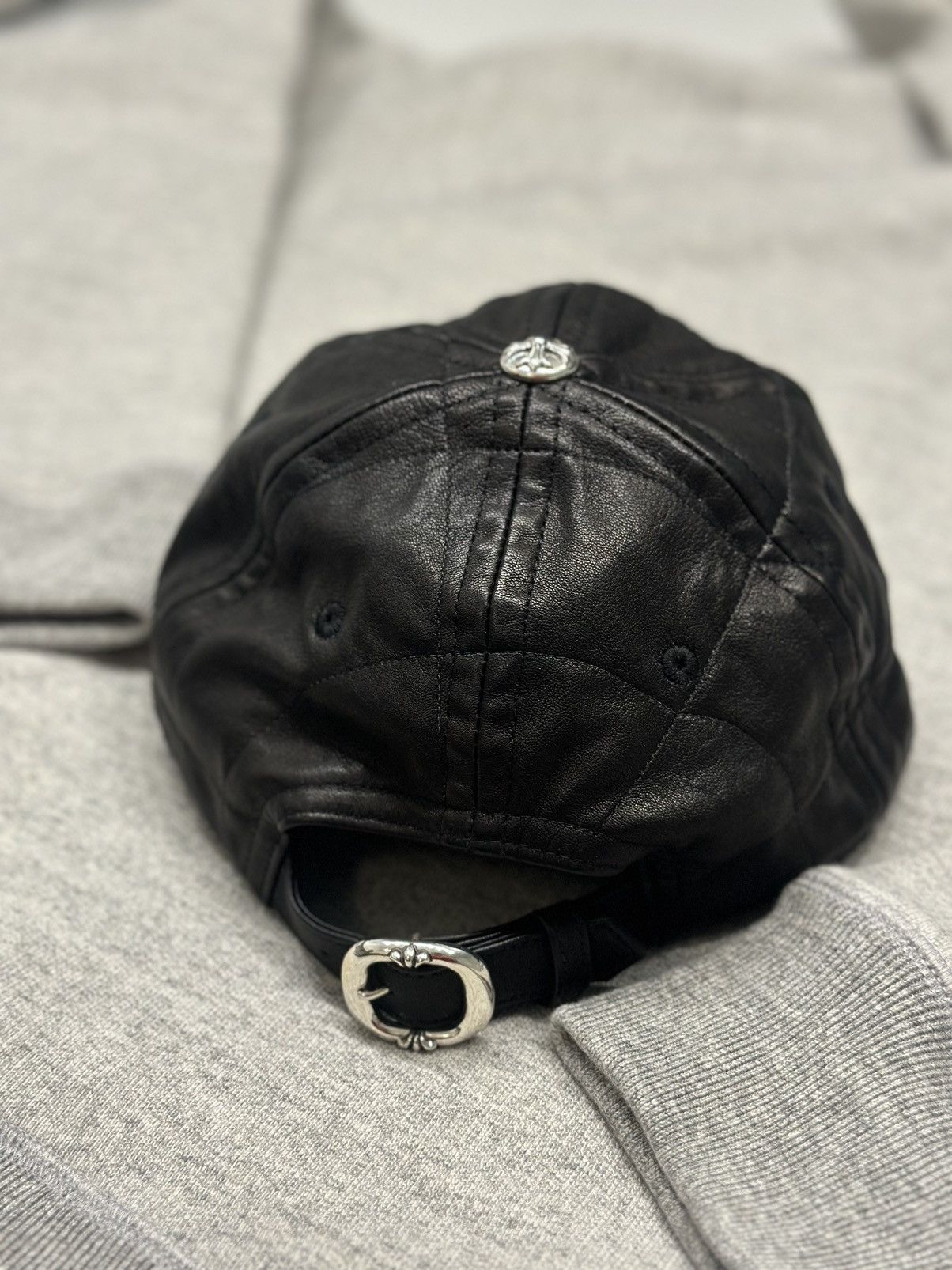 Chrome Hearts 🔥Chrome Hearts Black Silver Cross Leather Hat🔥 Size ONE SIZE - 3 Thumbnail
