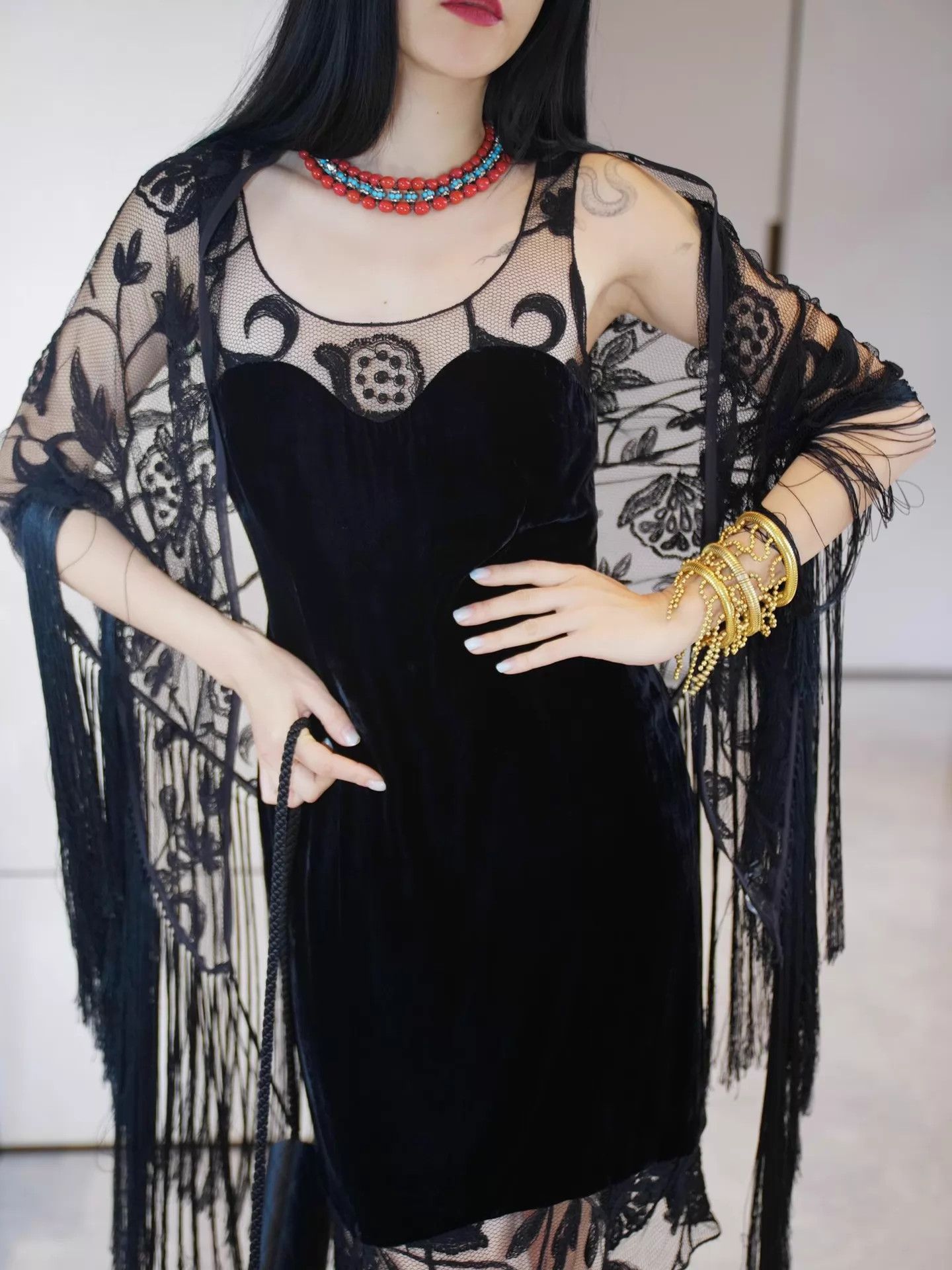 Giorgio Armani Giorgio Armani Velvet-Lace Tassel Dress Shawl (it42 / M-L) Size M / US 6-8 / IT 42-44 - 8 Thumbnail