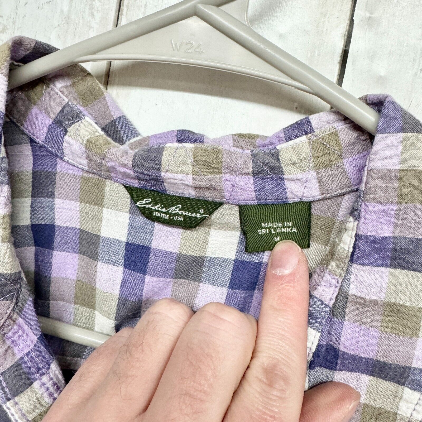 Eddie Bauer Eddie Bauer Shirt Medium Purple Plaid Flannel Long Sleeve Size M / US 6-8 / IT 42-44 - 2 Thumbnail