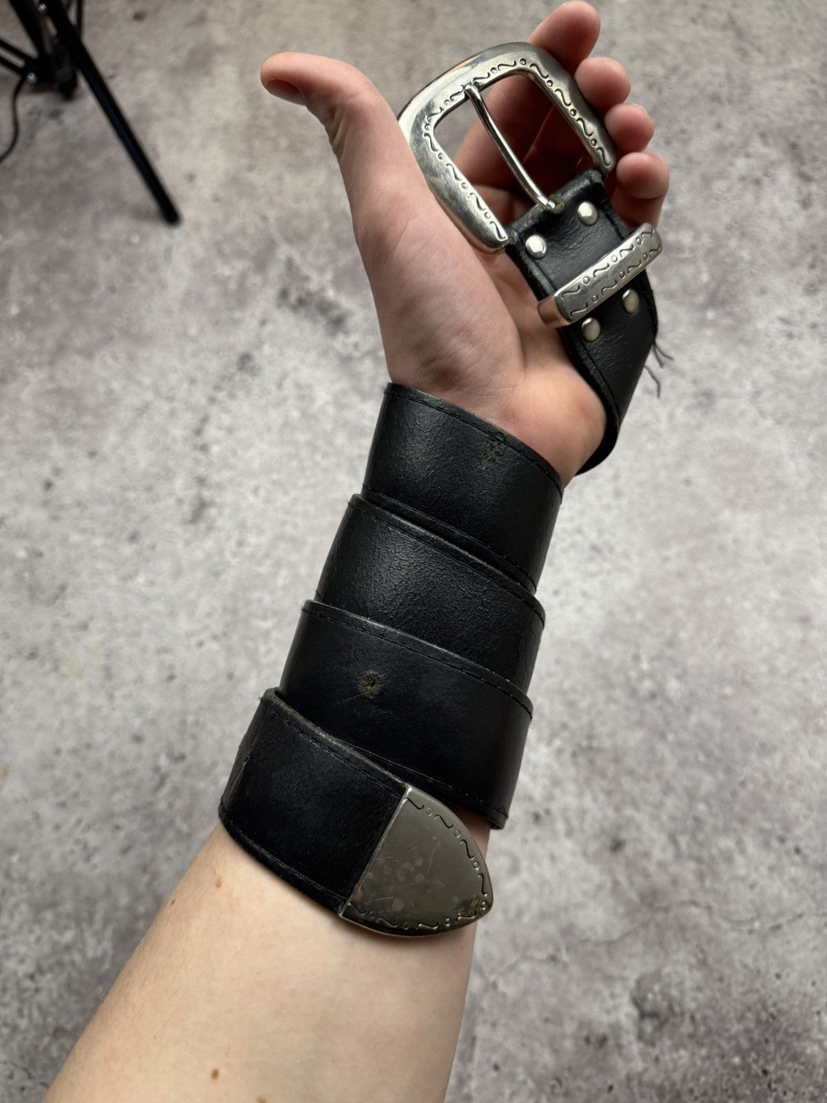 Japanese Brand 00ʼS NUMBER NINE STYLE JAPAN LEATHER Y2K BELT ARCHIVE BLACK Size ONE SIZE - 3 Thumbnail