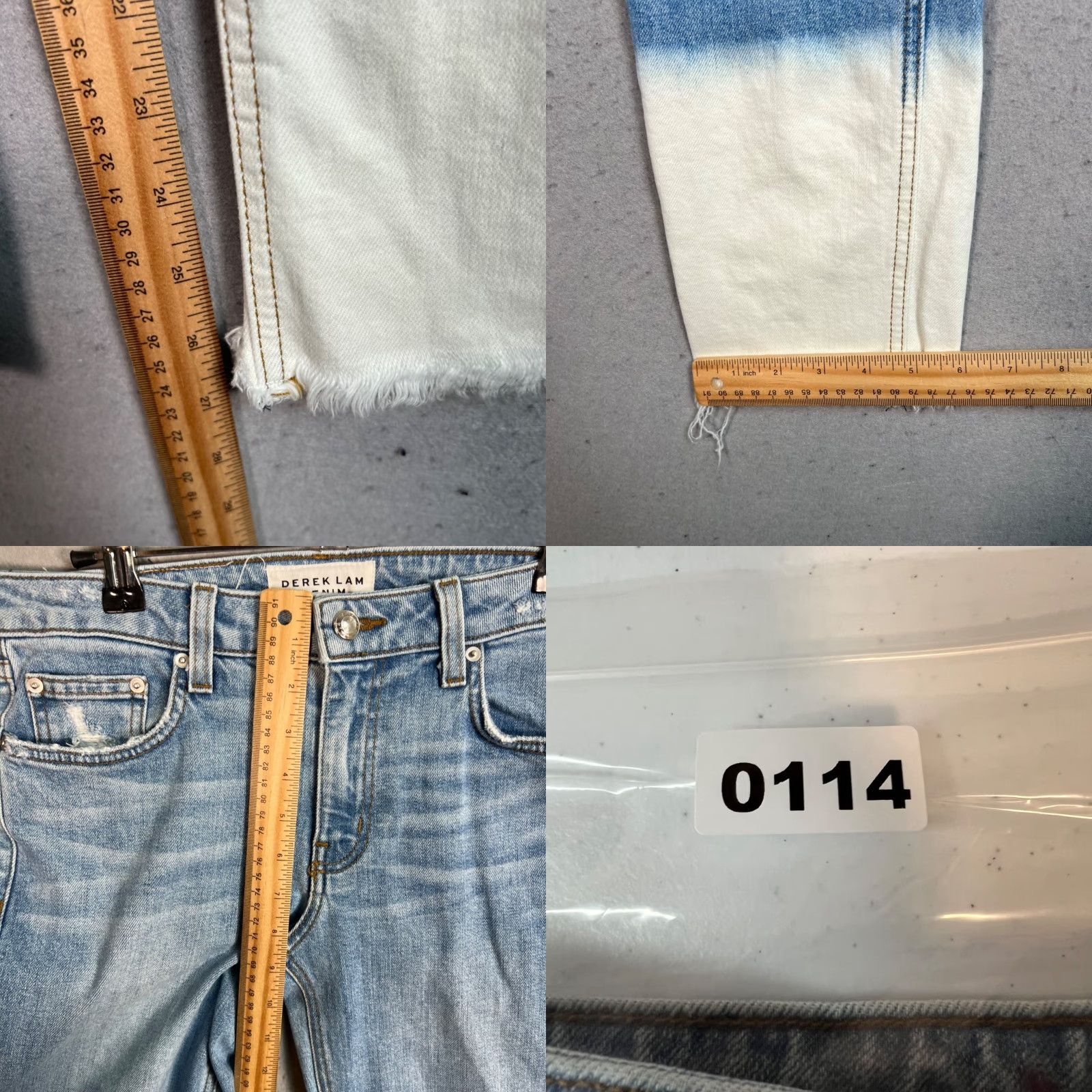 Vintage Derek Lam Womens Jeans Size 26 Tapered Leg Frayed Hem Blue Denim Size 26" / US 2 / IT 38 - 8 Thumbnail
