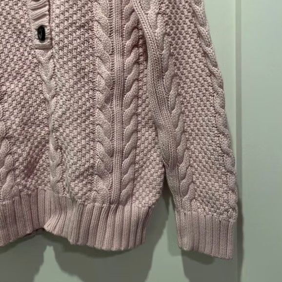Vintage Leo & Nicole Sweater Womens L Pink Cable Knit Mock Neck Button Pullover Size L / US 10 / IT 46 - 3 Thumbnail