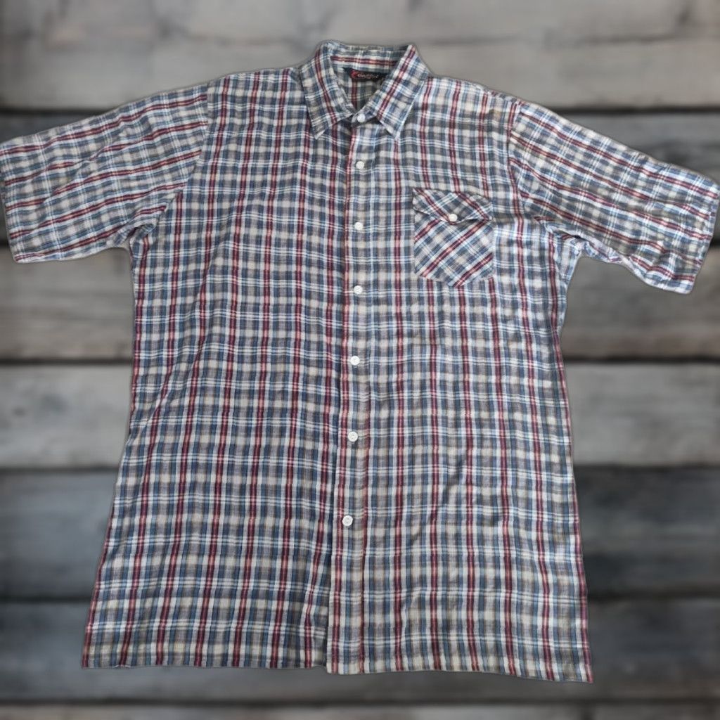 Vintage Vintage 70s Corzini Shirt 2XL Mens Plaid Button Up Shirt Single Chest Pocket Size US XXL / EU 58 / 5 - 1 Thumbnail