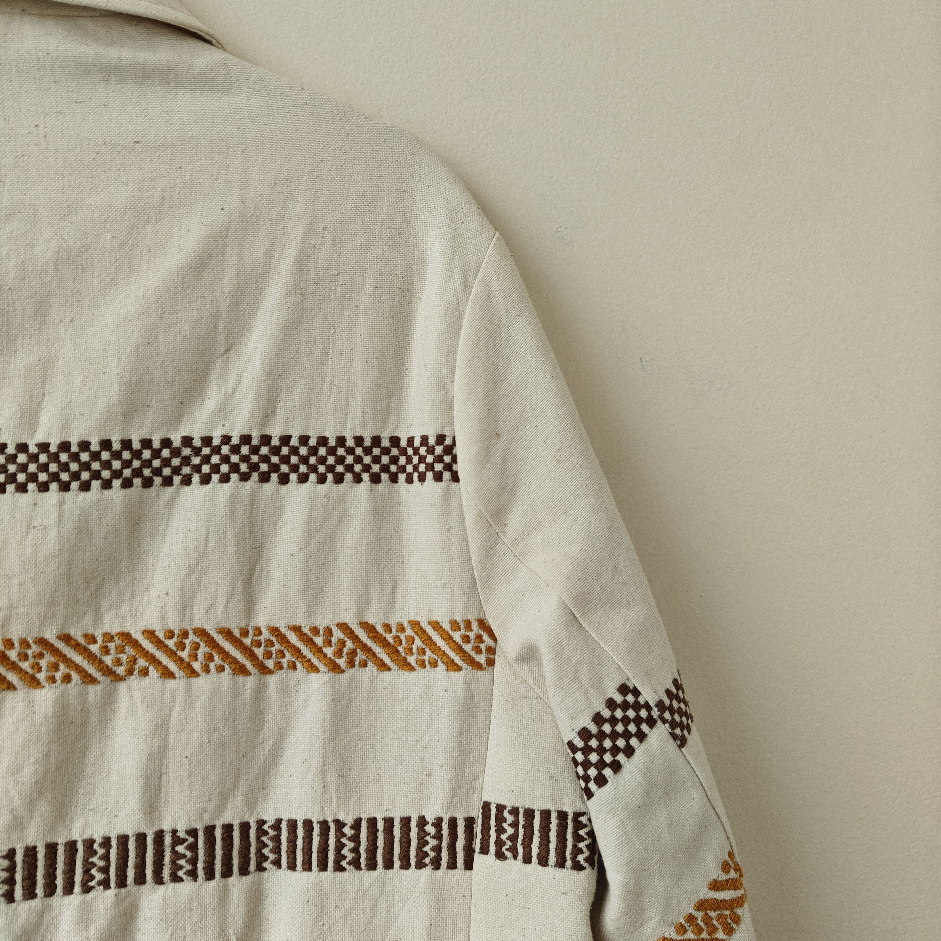 HARAGO LNWOT craft heritage kantha border Cream striped jacket $870 Size US M / EU 48-50 / 2 - 16 Thumbnail