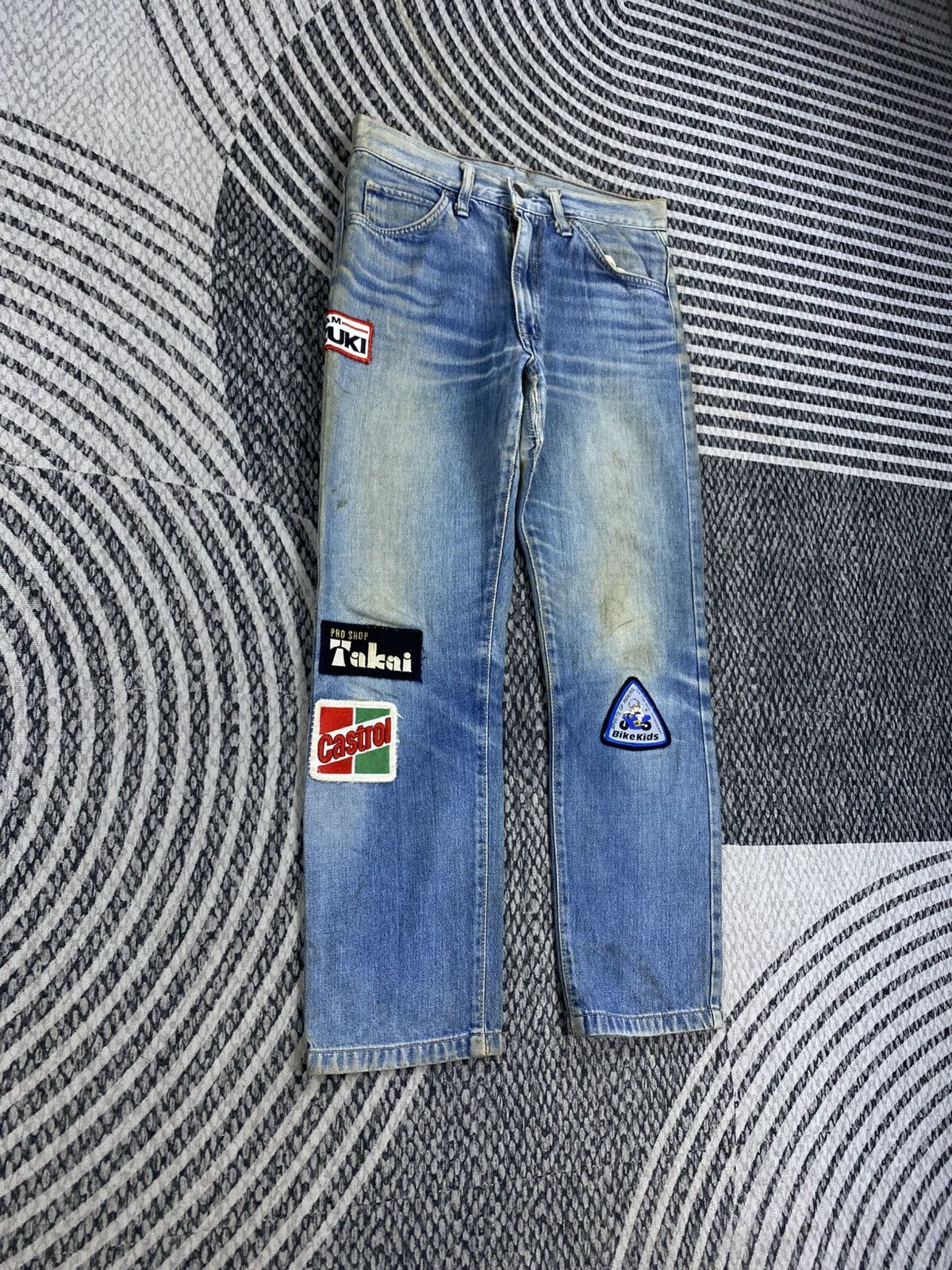 Big John Vtg Big-John With Bike Kids Patches Denim Pants Size US 29 - 3 Thumbnail