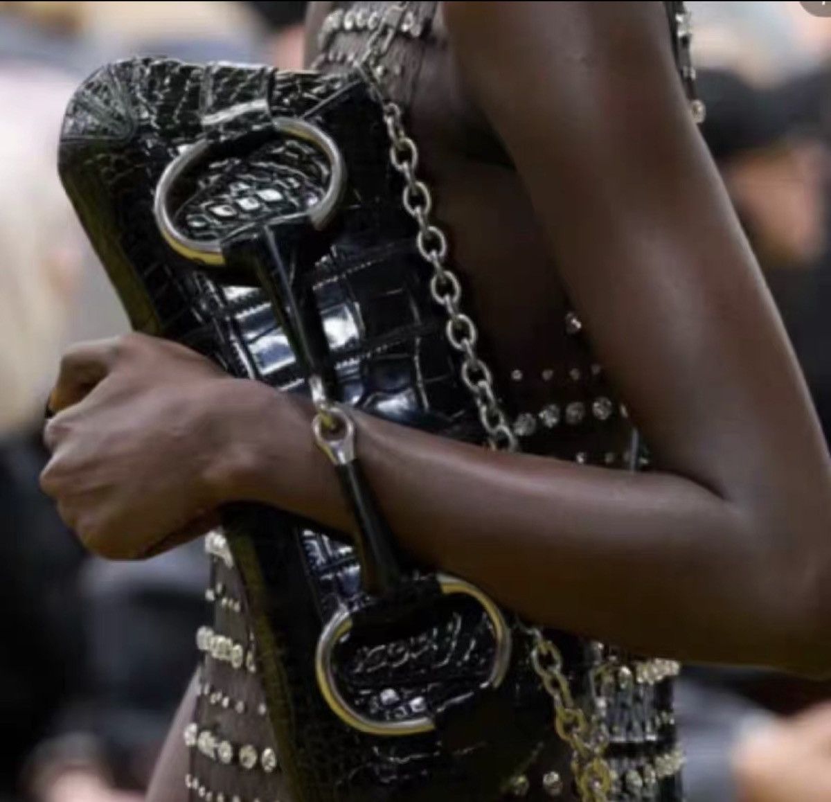 Gucci GUCCI Black GG Canvas Horsebit Chain Large Clutch Bag Size ONE SIZE - 4 Thumbnail