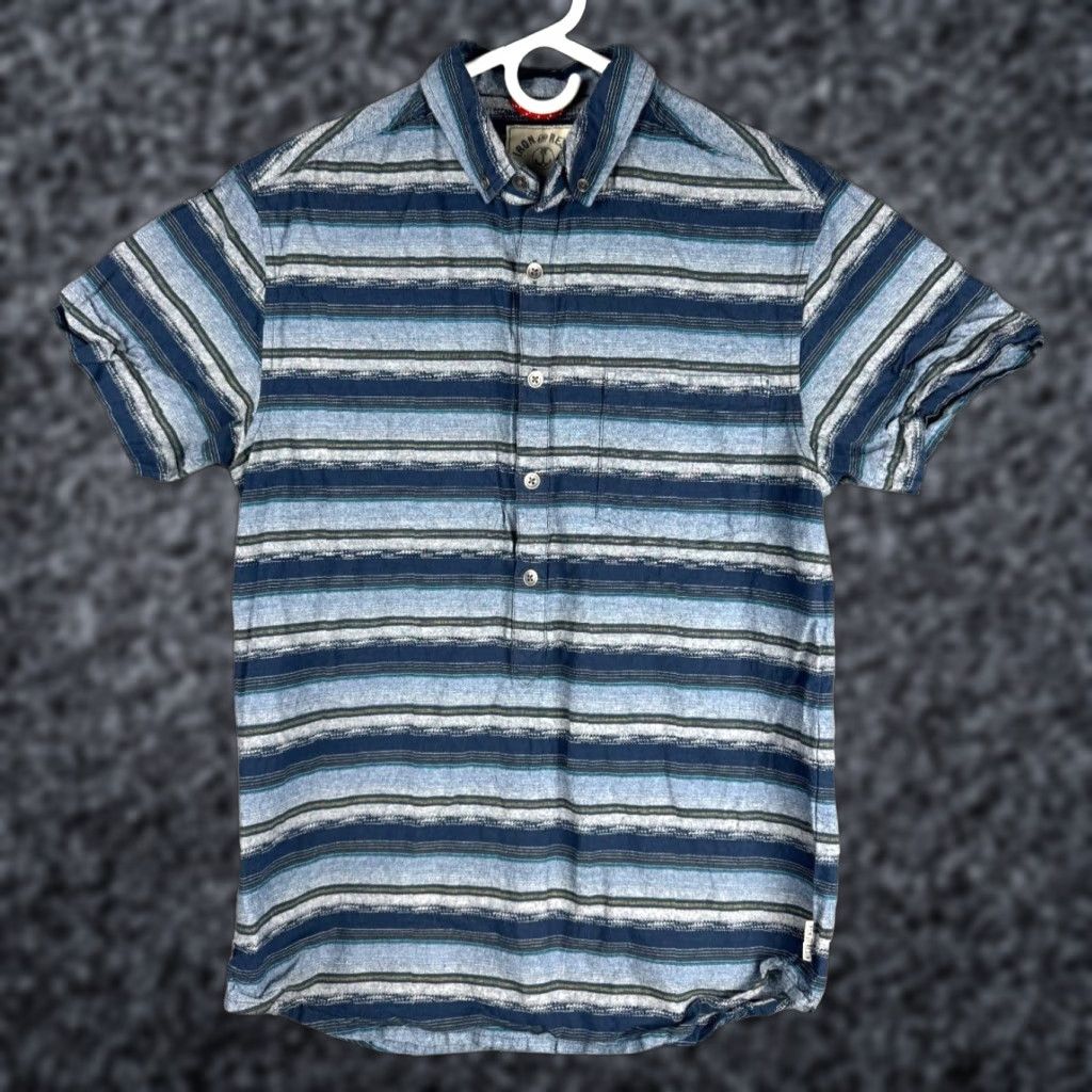 Vintage Iron & Resin Shirt Mens M Button-Up Short Sleeve Striped Cotton Size US M / EU 48-50 / 2 - 1 Thumbnail