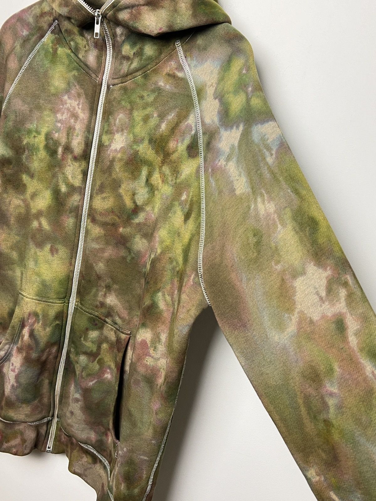 acne y2k full zip gimp camo tie dye solid hoodie