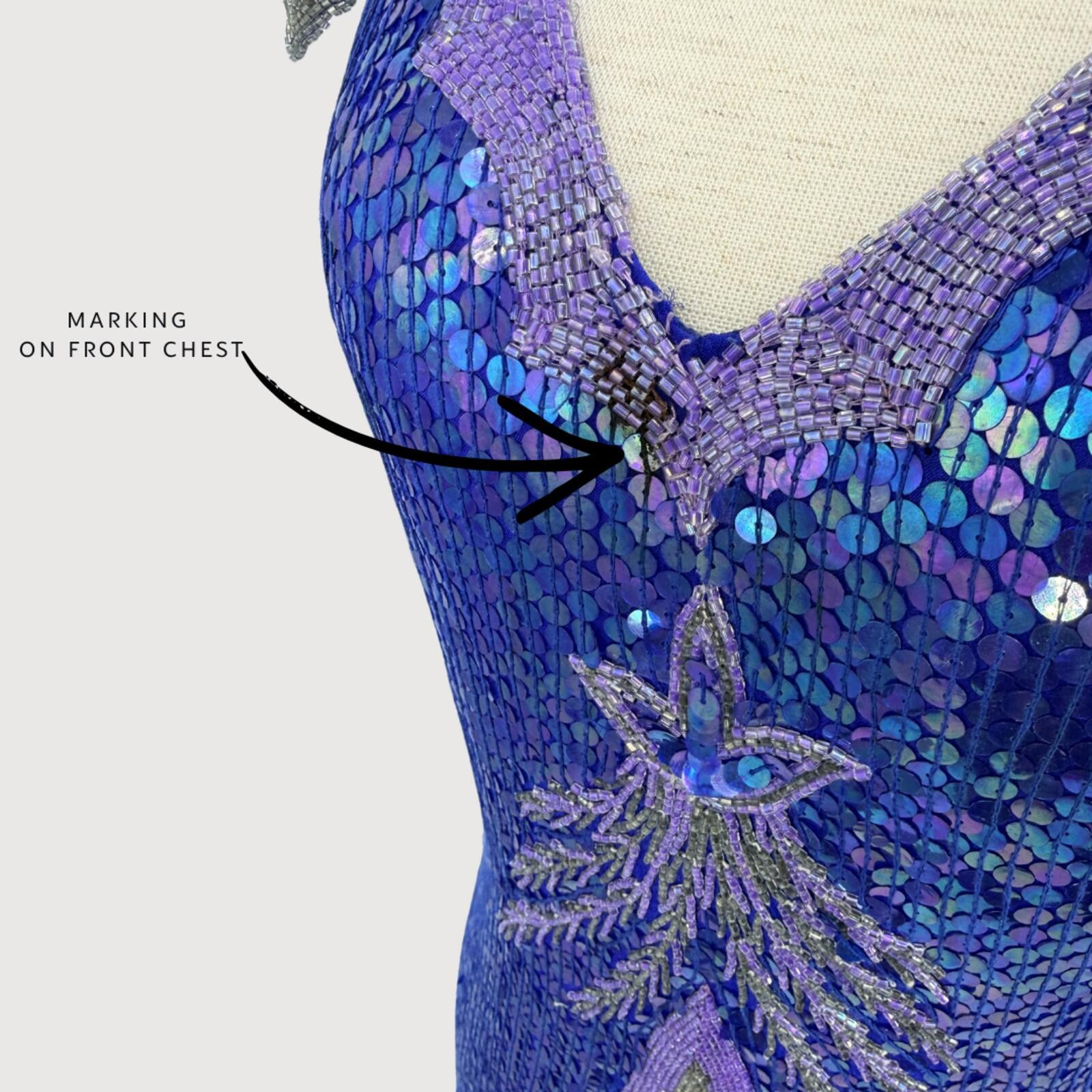 Unknown London Vintage 1980s Silk Sequin Beaded Skirt Set Blue Purple S Size S / US 4 / IT 40 - 5 Thumbnail