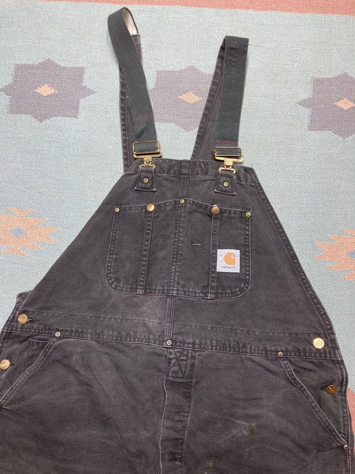 Carhartt × Vintage Vtg Carhartt overalls bibs faded double knee carpenter 42x28 Size US 42 / EU 58 - 4 Thumbnail