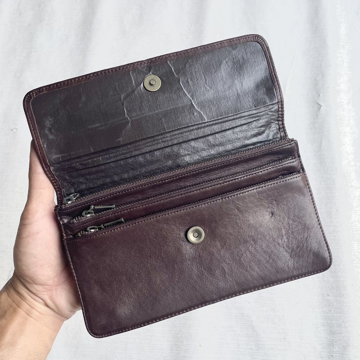 Leather × Other Dark Brown Leather Zipper Long Wallet/Purse Size ONE SIZE - 6 Thumbnail