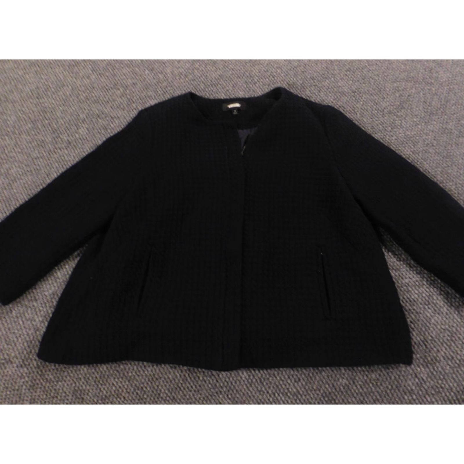 Talbots Talbots Womens Blazer Jacket 14 Blue Zip Mid-Length Solid Polyester Wool Lining Casual Regular Fit Coat Size XL / US 12-14 / IT 48-50 - 2 Thumbnail