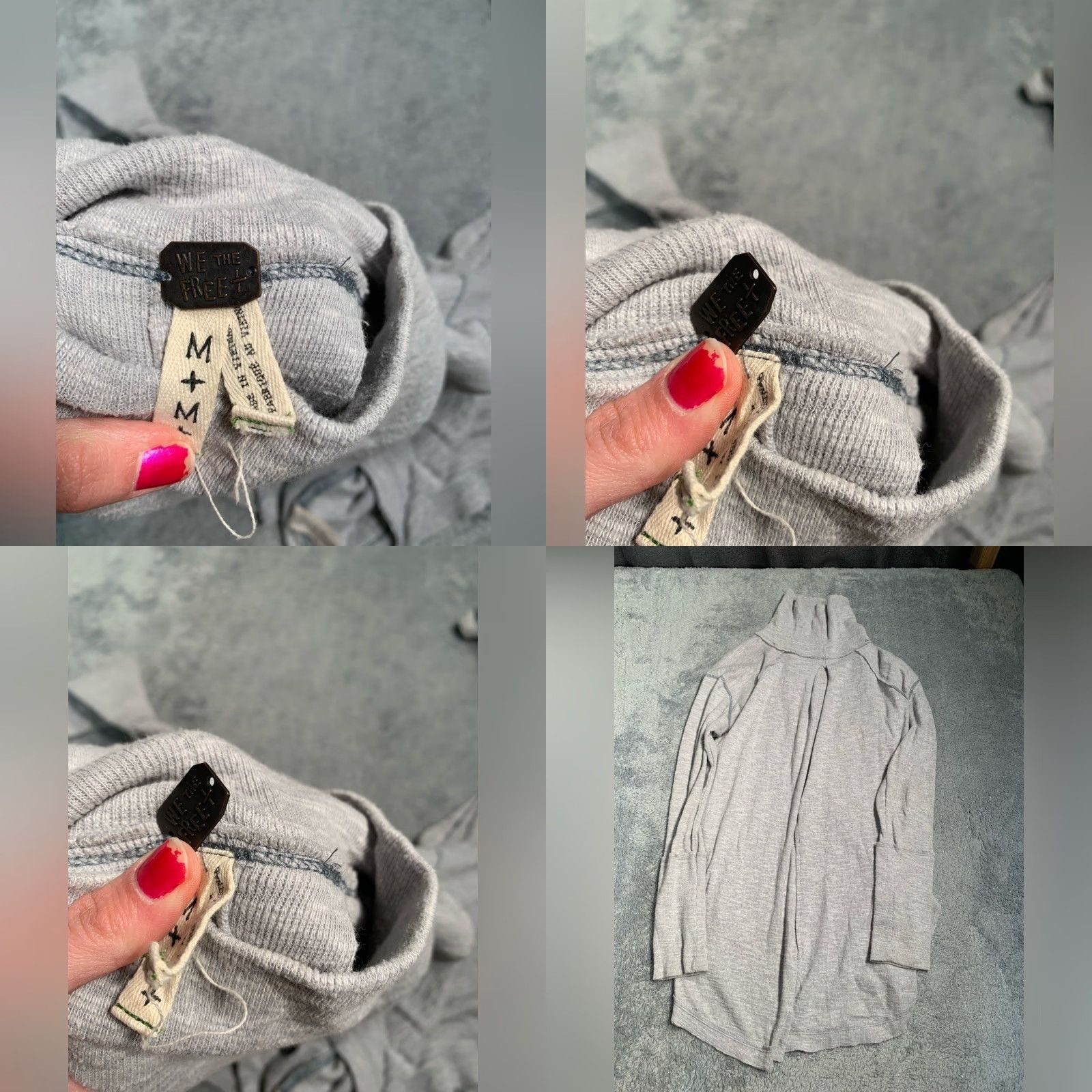 Free People Free People Gray Turtleneck Long Sleeve Split Back Medium T-Shirt Womens M Size M / US 6-8 / IT 42-44 - 8 Thumbnail