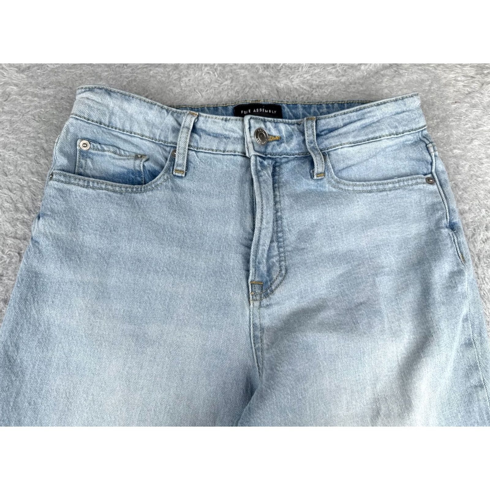 Vintage Seven7 Jeans Women Blue Denim Wide Leg Straight 6 Cotton Blend 27x30 Slim Distressed Pockets Logo High Rise 5-Pocket Machine Washable Halloween? Size 28" / US 6 / IT 42 - 4 Thumbnail