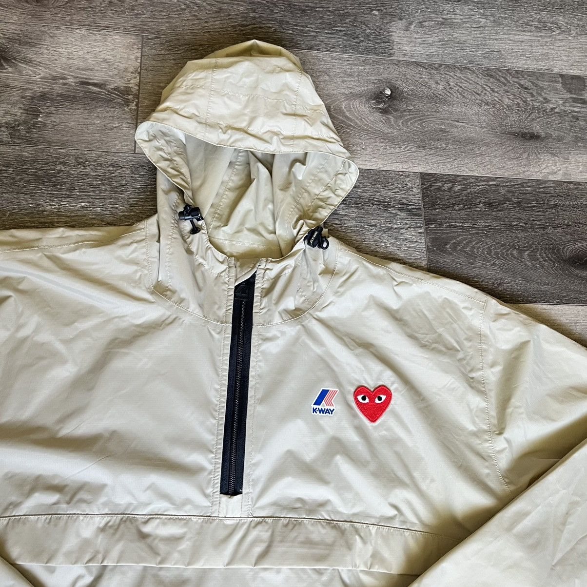 Comme des Garcons PLAY × K-Way Comme des Garcons Play K Way Full Zip Packable Jacket Beige Size US XXL / EU 58 / 5 - 4 Thumbnail