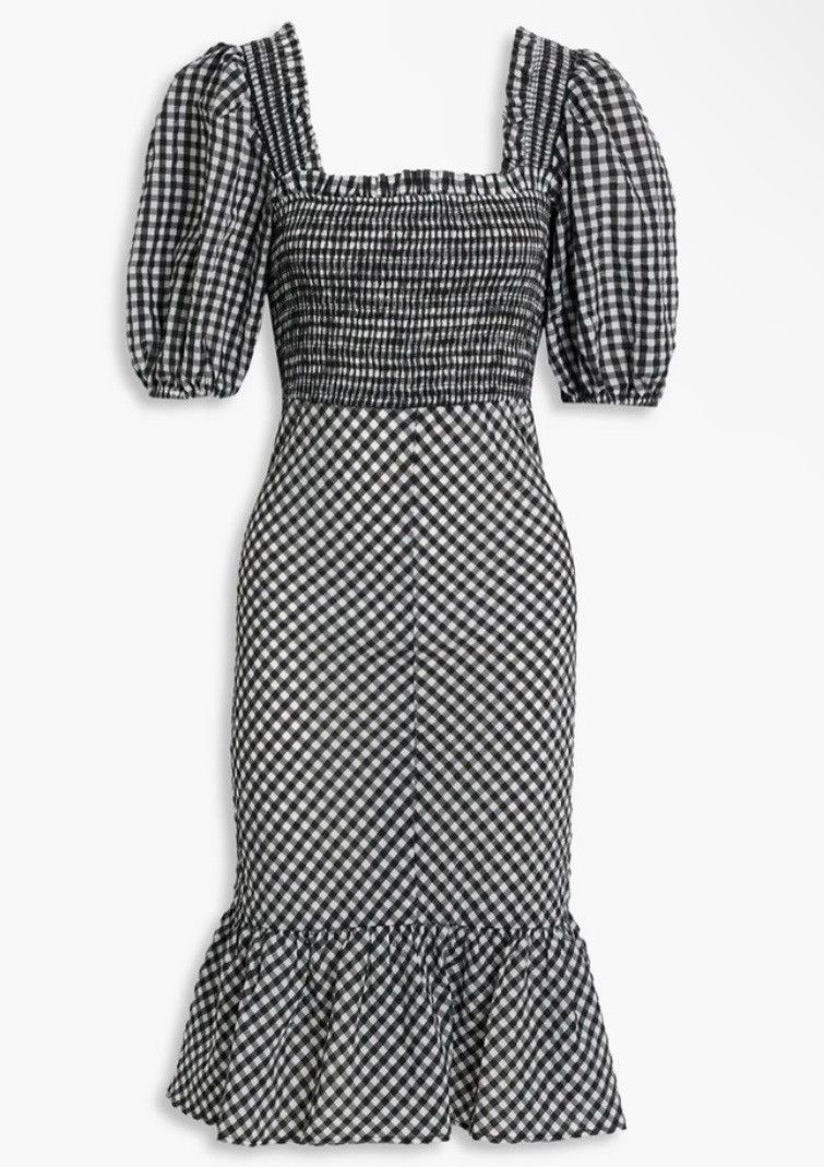 Ganni GANNI Smocked Gingham Seersucker Dress Size S / US 4 / IT 40 - 1 Thumbnail