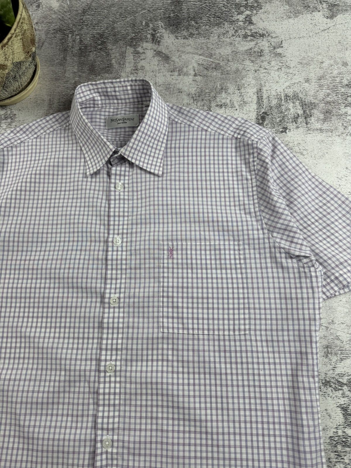 Yves Saint Laurent Yves Saint Laurent YSL Paris Checked 90S Button Blank Shirt Size US L / EU 52-54 / 3 - 8 Thumbnail