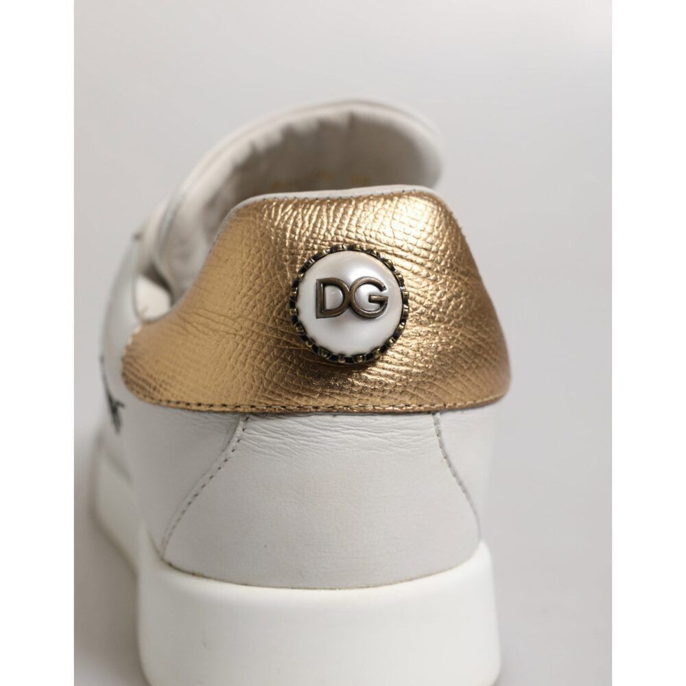 Dolce & Gabbana Dolce & Gabbana White Gold Leather Low Top Sneakers Shoes Size US 9 / IT 39 - 8 Thumbnail