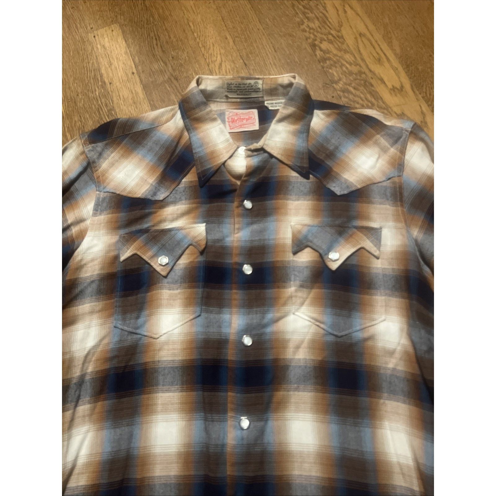 The Unbranded Brand Vtg 50s Heavy Rayon Shadow Plaid Shirt Sawtooth Pearl Snap M Size US M / EU 48-50 / 2 - 6 Thumbnail