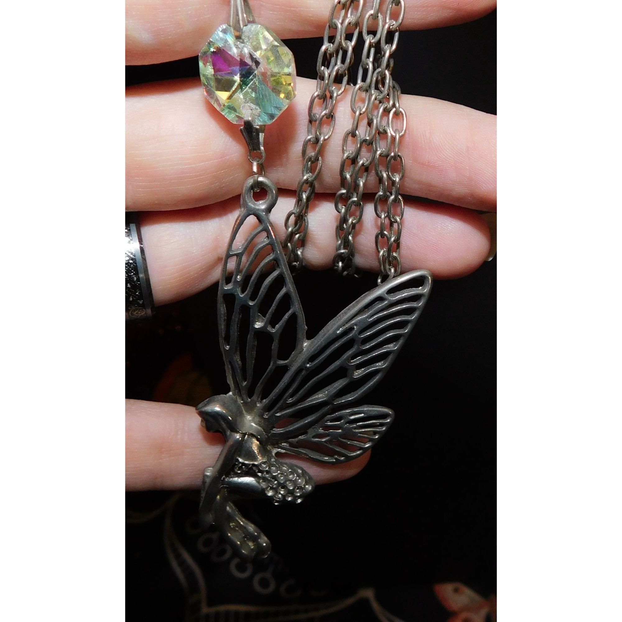 Other Fairycore Silver Tone Fairy Pendant Necklace With AB Gem Acc Size ONE SIZE - 11 Thumbnail