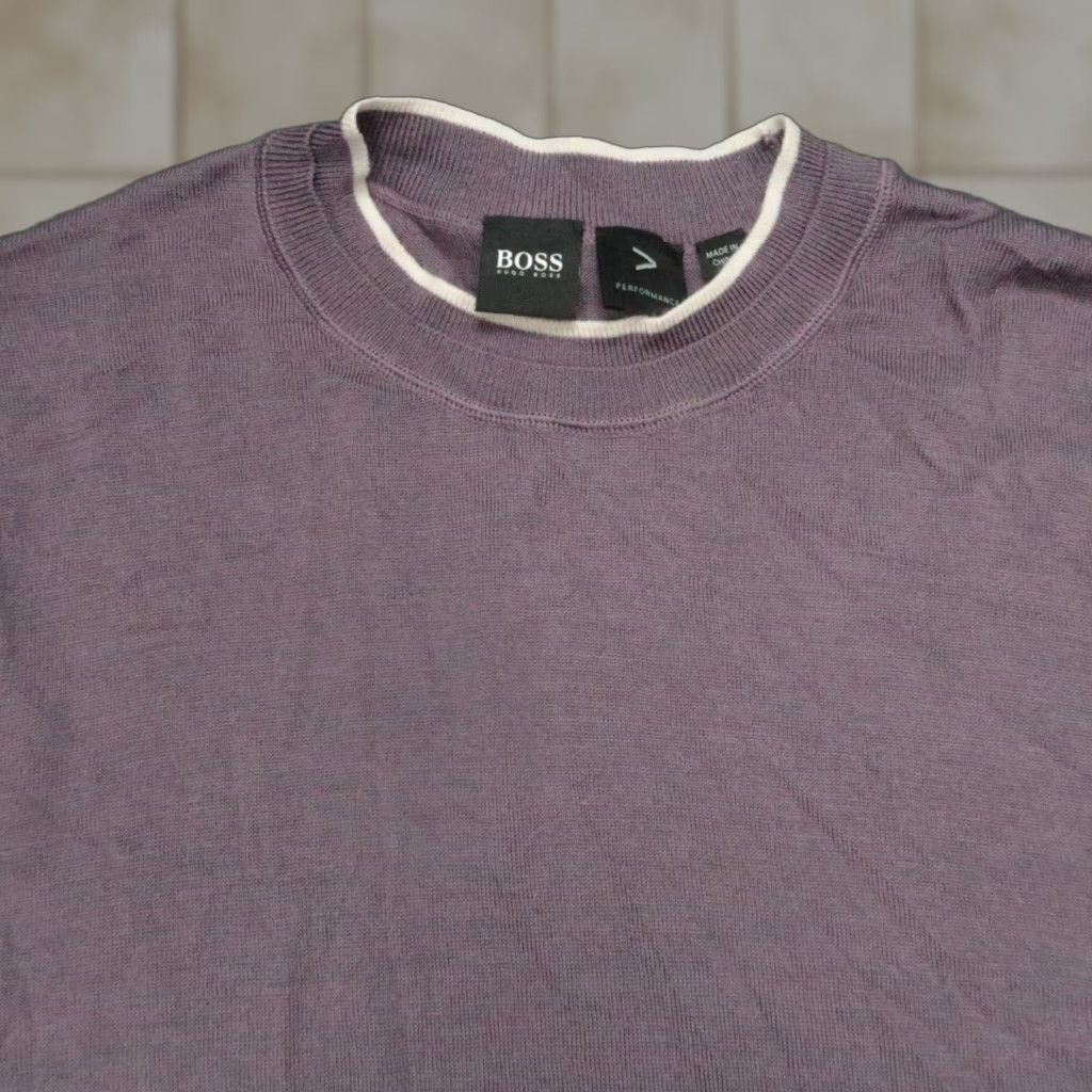 Hugo Boss HUGO BOSS Sweater Men XL Purple Wool Crew Neck Knit Pullover Slim Long Sleeve All Seasons Winter Spring Fall Size US XL / EU 56 / 4 - 1 Thumbnail