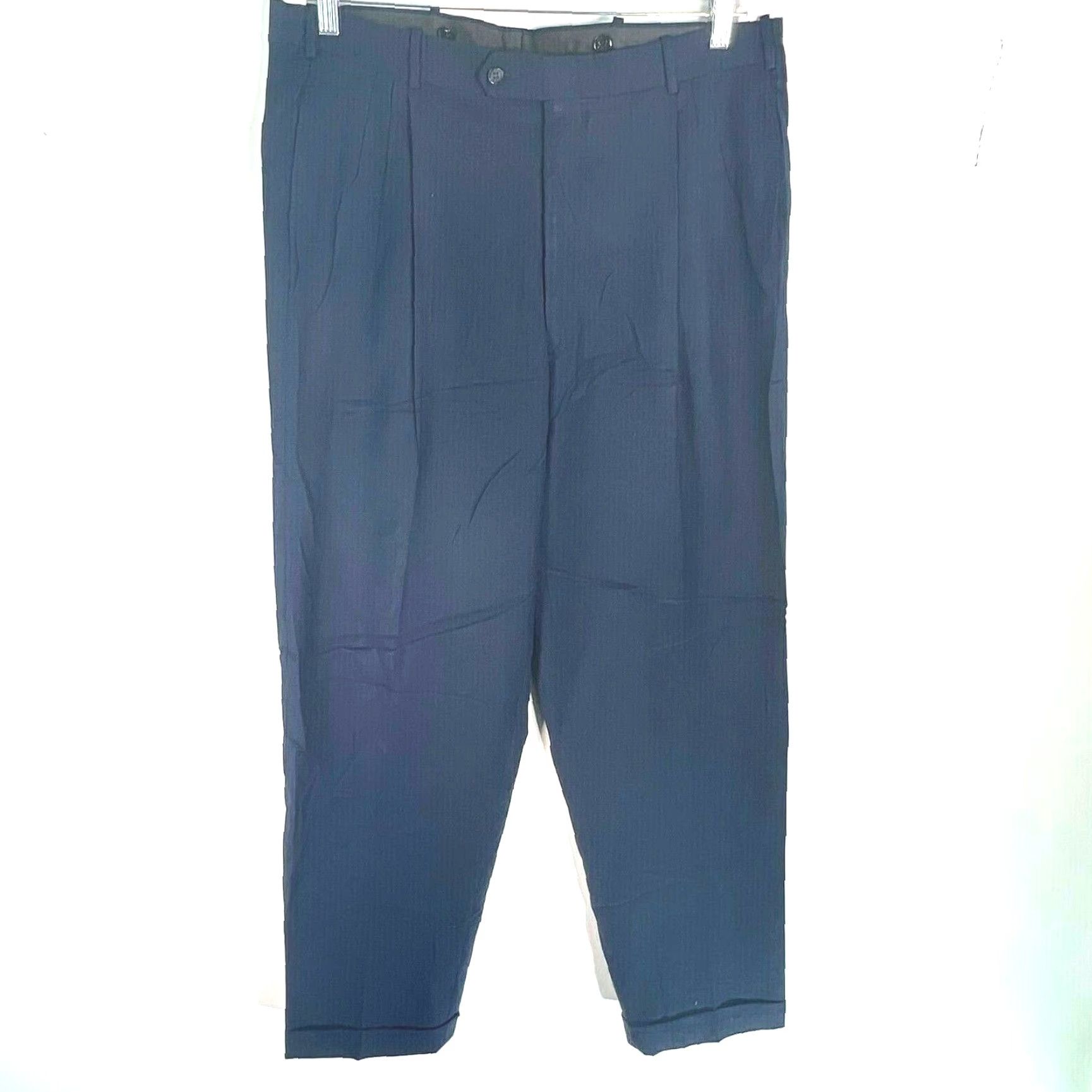 Jos. A. Bank Jos A Bank Business Express Mens Pleated Cuffed Blue Dress Pants 38X32 Size US 38 / EU 54 - 2 Thumbnail