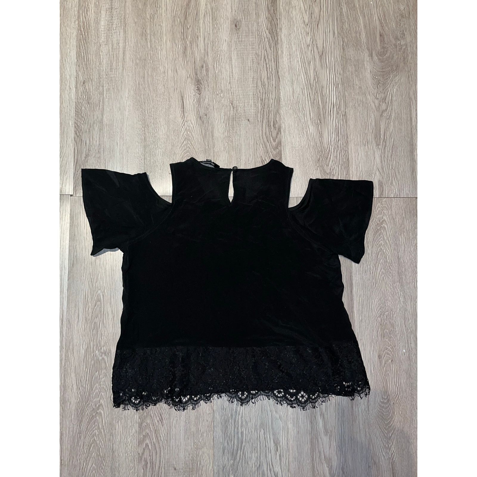 Madewell Madewell- Lace-Edged Silk Cold-Shoulder Top / xxs / black Size XXS / US 00 / IT 34 - 4 Thumbnail